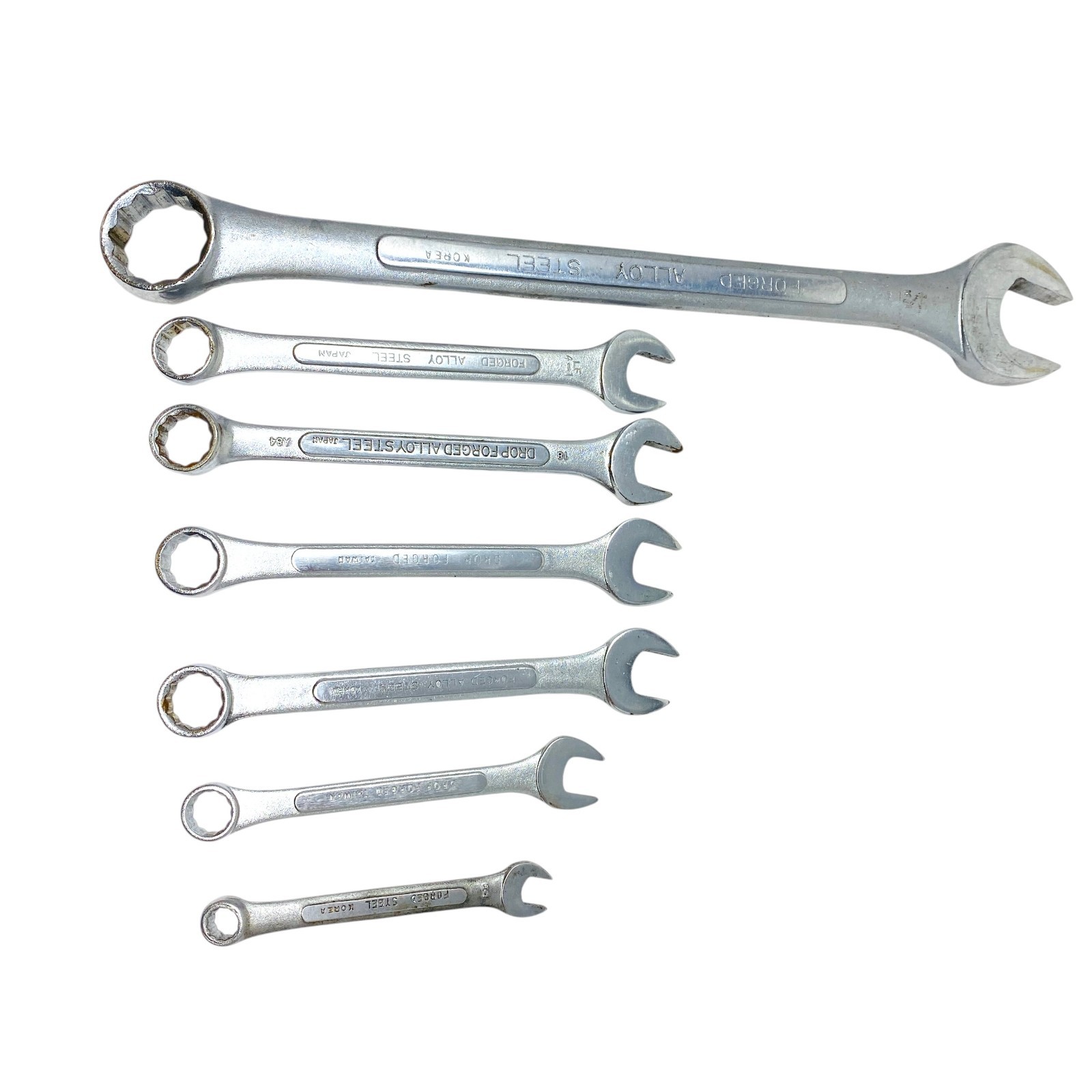 KAL And Mixed Brand Combination Wrench Lot Forged Alloy Steel Mixed SAE 7 Pcs