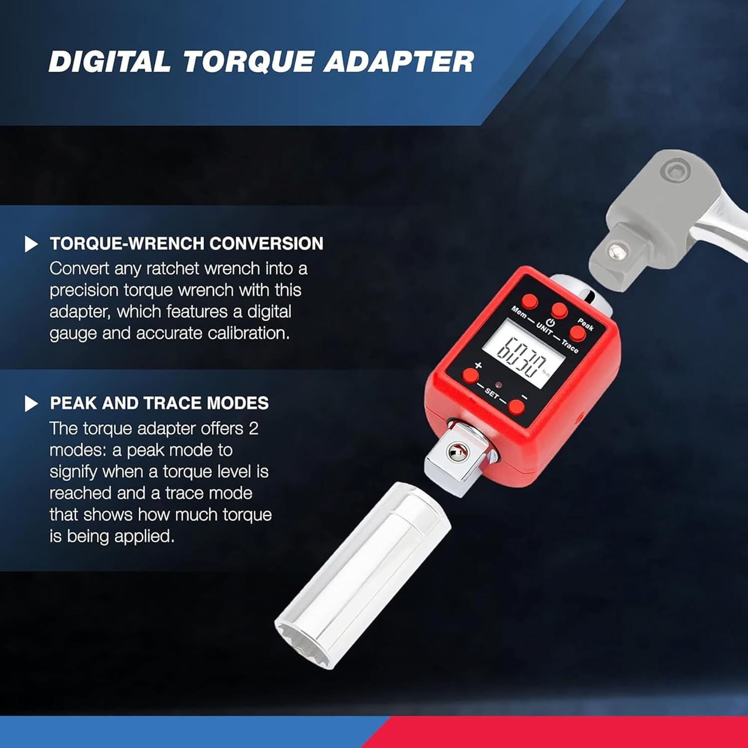 Neiko 20743A 3/4″ Digital Torque Adapter | 147 Drive, Multicolor