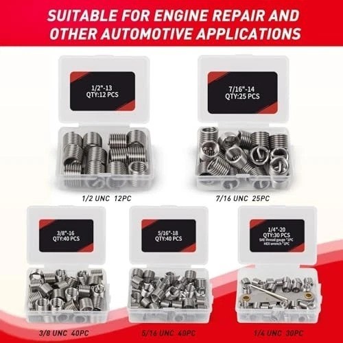 Thread Repair Kit 338 Piece SAE Metric HSS Drill Helicoil M5 M6 M8 M10 M12