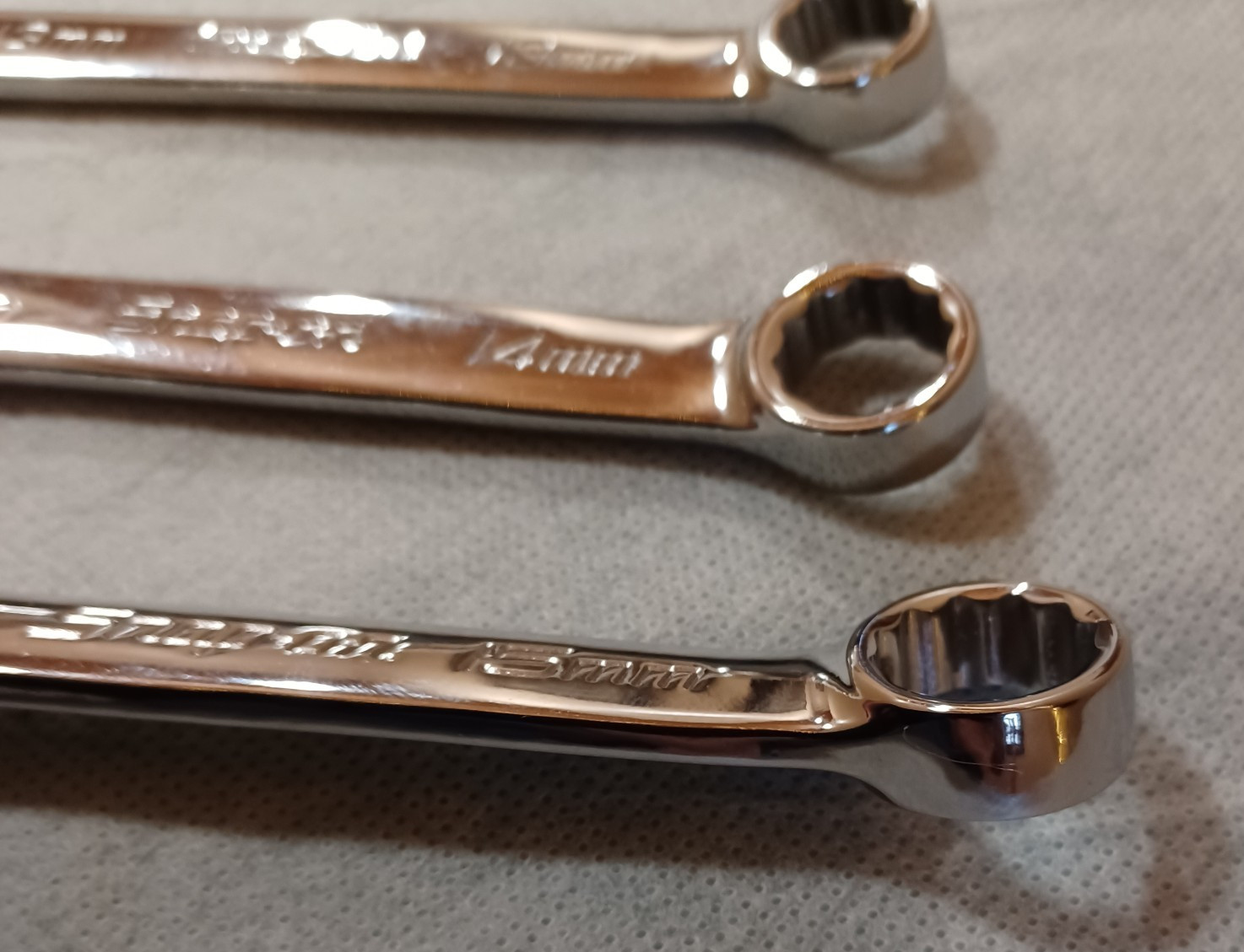 Lot Of 3 Snap-On Tools Metric Combination Wrenches 13mm 14mm & 15mm ~ Chrome