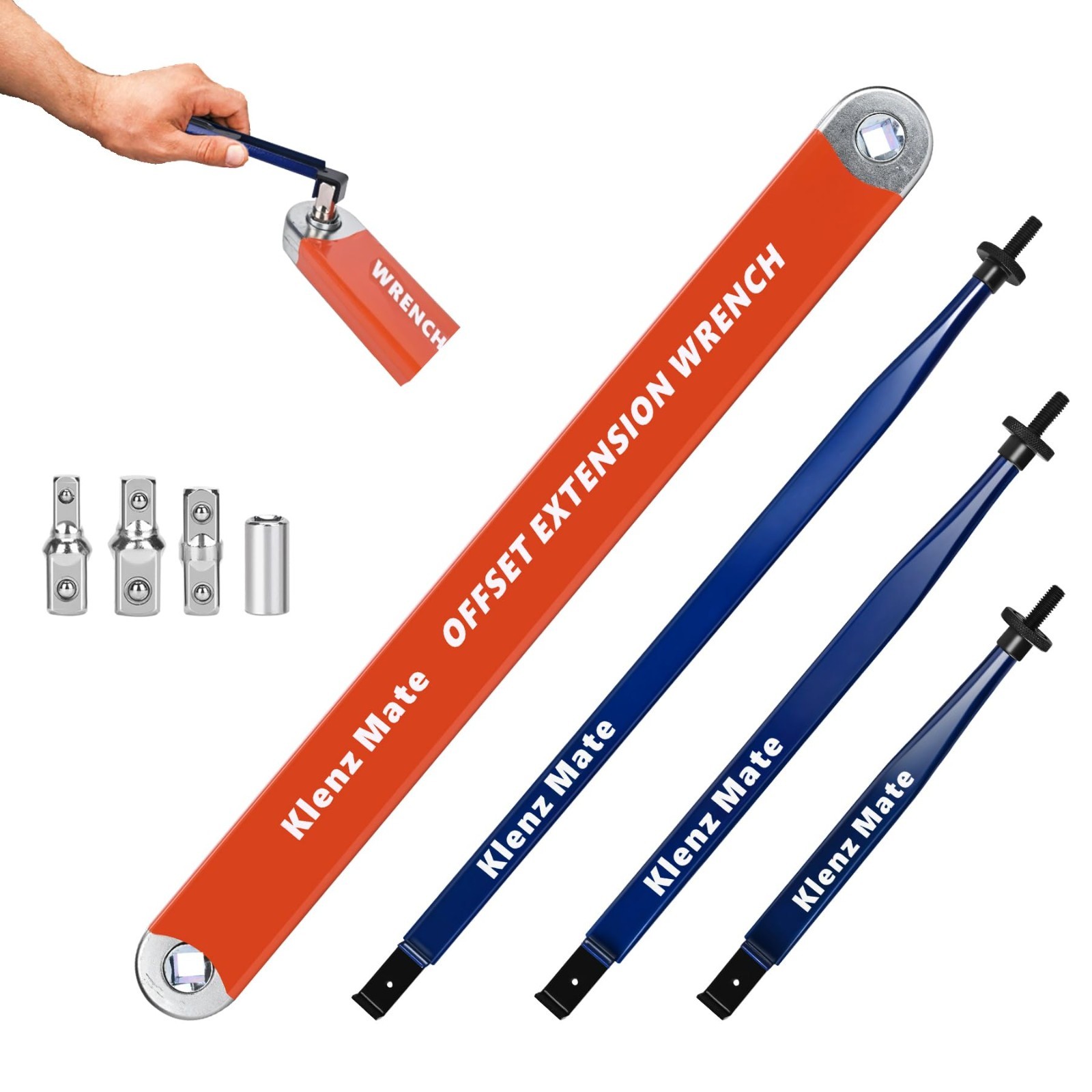 Offset Extension Wrench Set with 3 Lengths, Vise Grip, 1/2″, 1/4″, 3/8″ Adapters
