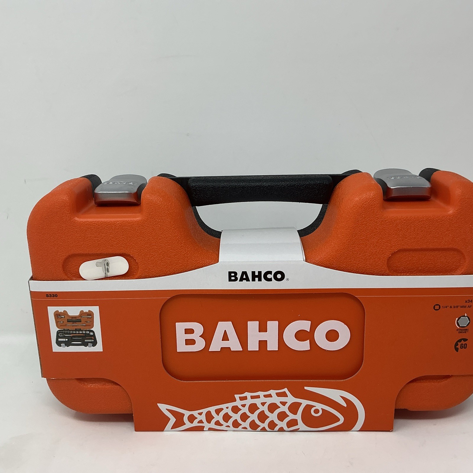 BAHCO 34 Piece S330 3/8″ Metric/AF Socket Set & Ratchet + 1/4″ Screwdriver Bits