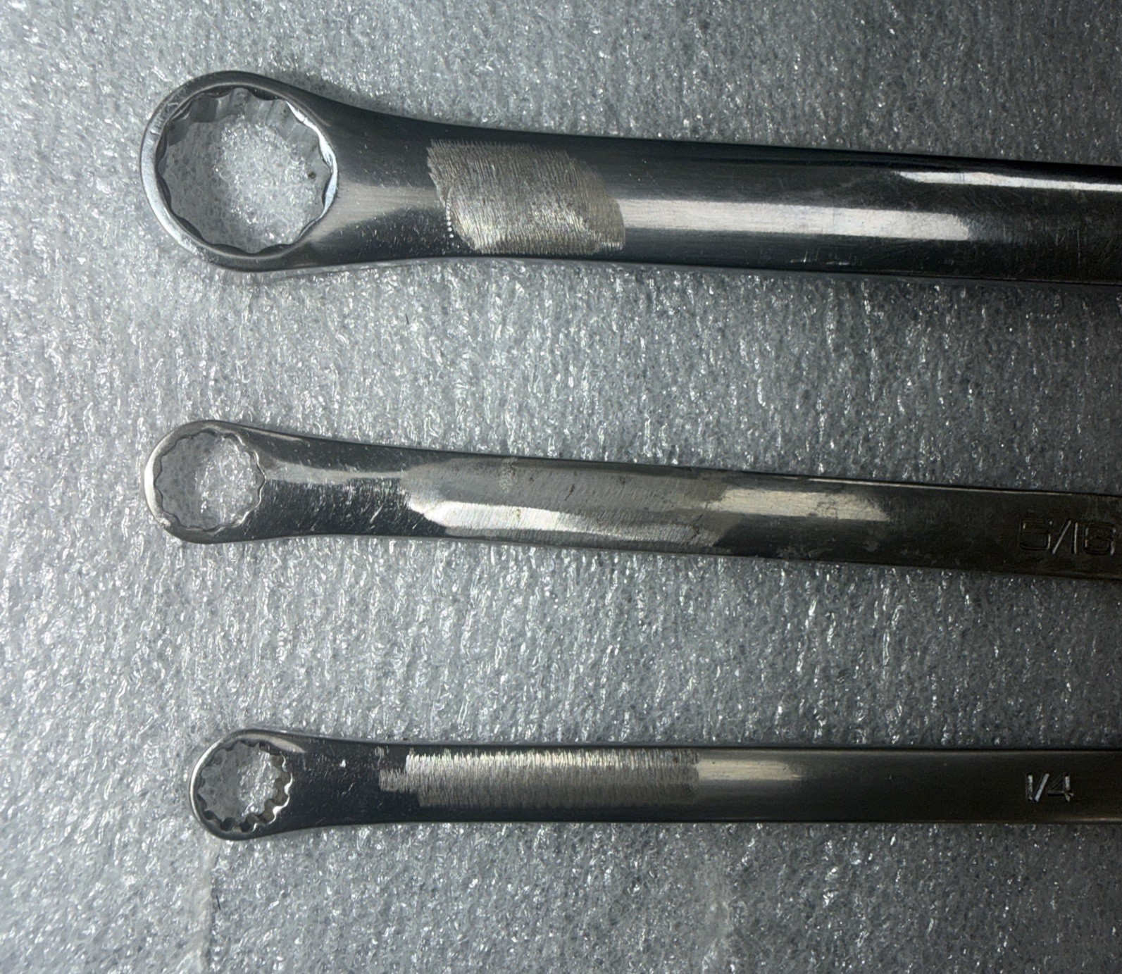 SNAP-ON 3 PC SAE Double Box End Wrench Sizes 1/4”5/16”3/8”5/16”1/2”9/16 USA