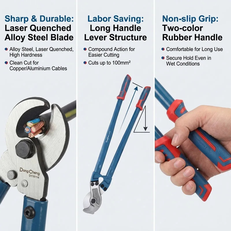 Cable Cutter Forged Laser Quenched Cu/Al Wire Scissors Handle Alloy Steel Pliers