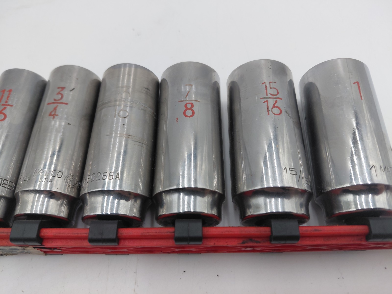 MATCO 13 Piece 3/8″ Drive SAE 6 Point Deep Chrome Socket Set Tools Garage