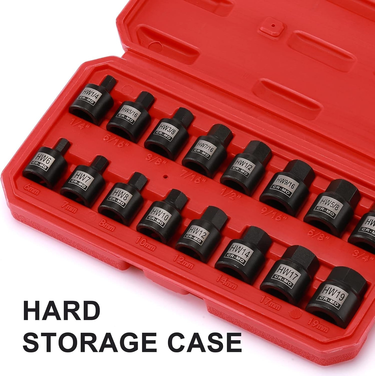 16 Pieces 3/8″ Drive Low Profile Hex Socket Set, Impact Allen Bit Socket, CR-…