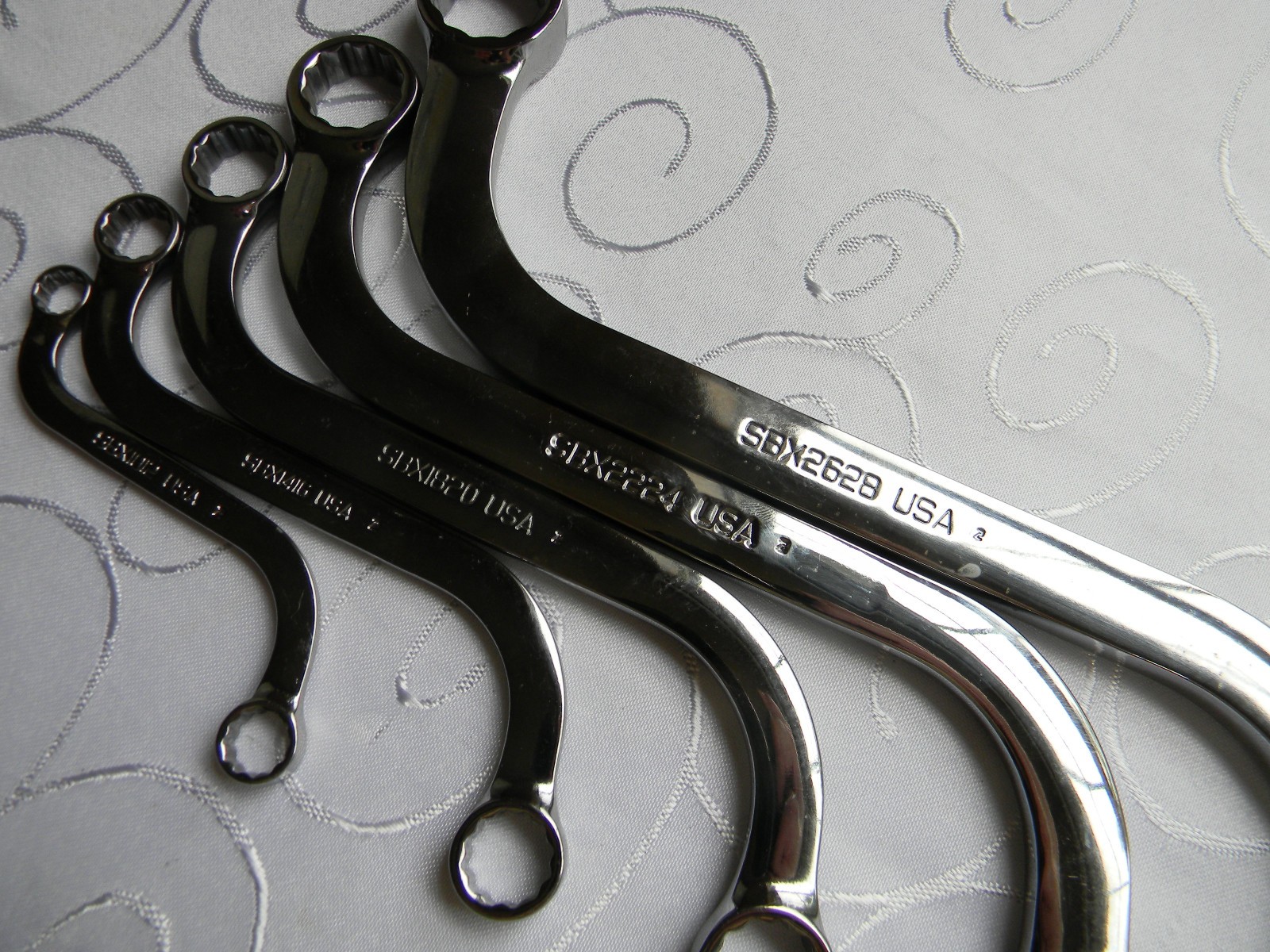 SNAP-ON 5PC SAE 12PT SAE FLANK DRIVE S-SHAPED BOX WRENCH SET 5/16″-7/8″ #SBX605