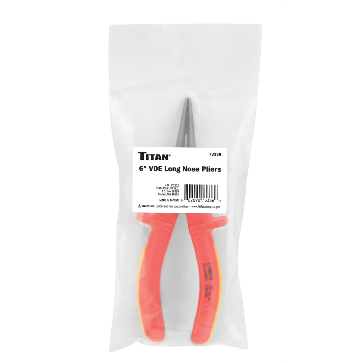 Titan 6 in. Insulated Long Nose Pliers