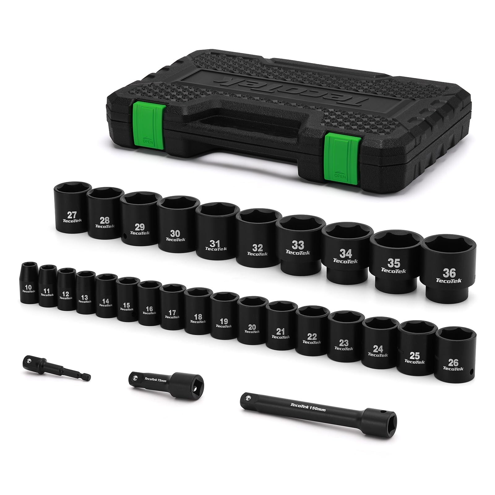 30 Pieces 1/2-Inch Drive Shallow Metric Impact Socket Set, Cr-Mo, 10mm to 36m…