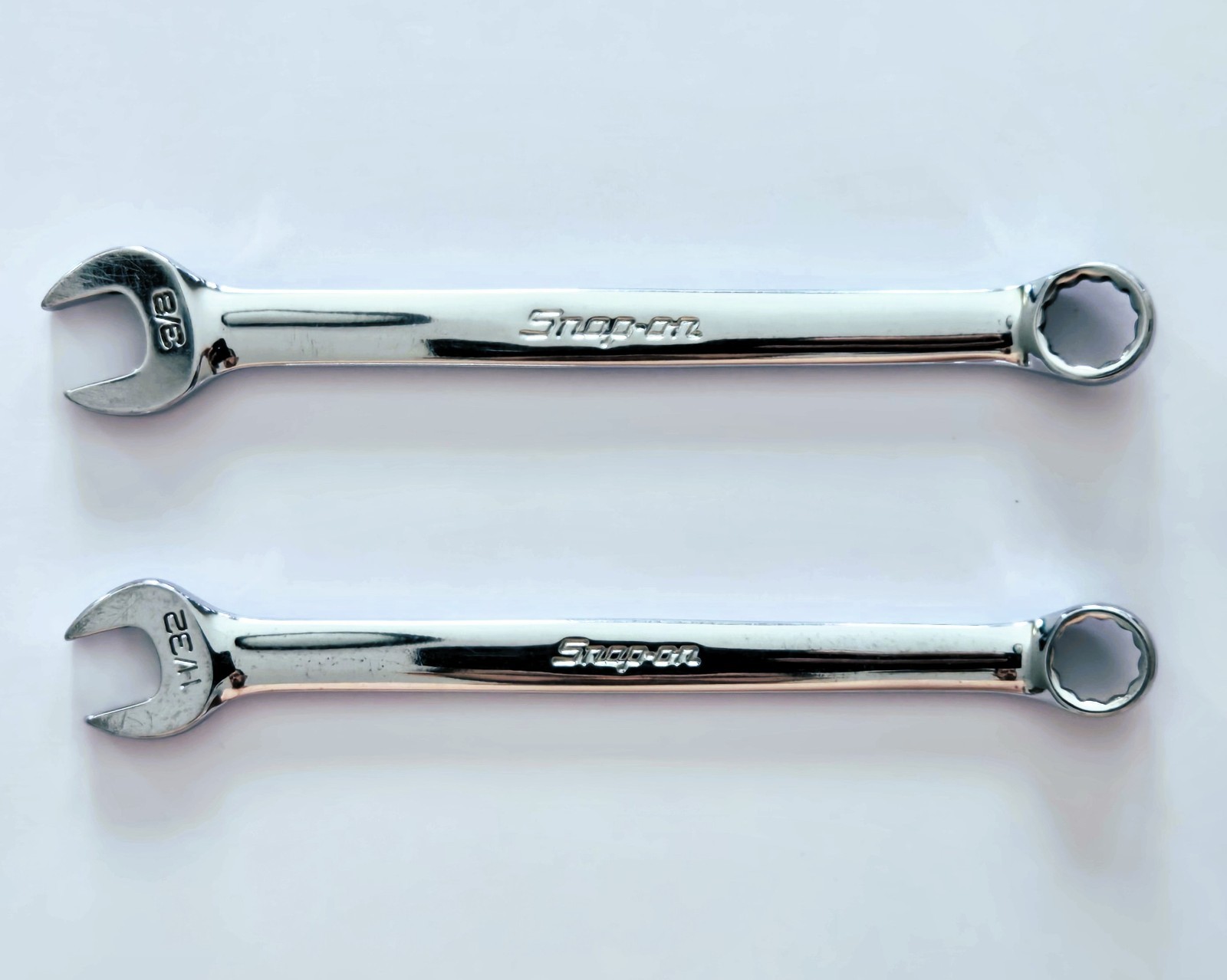 *Snap On SAE 12pt OEX110 & OEX120 Short Combination Wrench 11/32 & 3/8 2 Pieces*