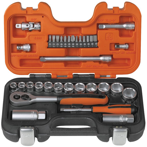 Bahco S330 1/4″ & 3/8″ Socket Set – 34pc
