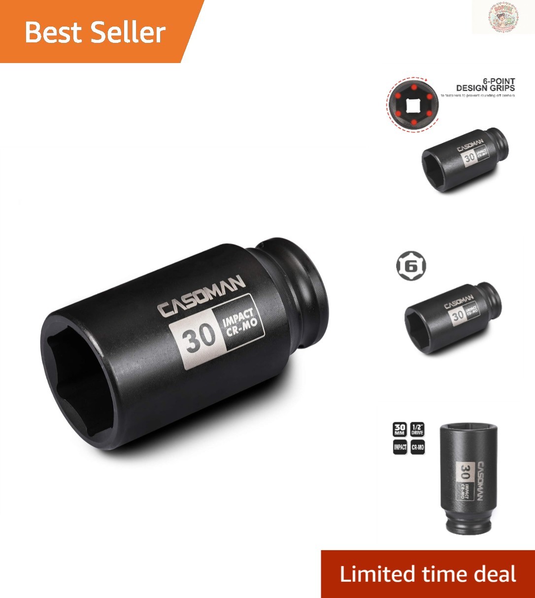 30mm Deep 6-PT Impact Socket – Chrome Molybdenum, Corrosion-Resistant
