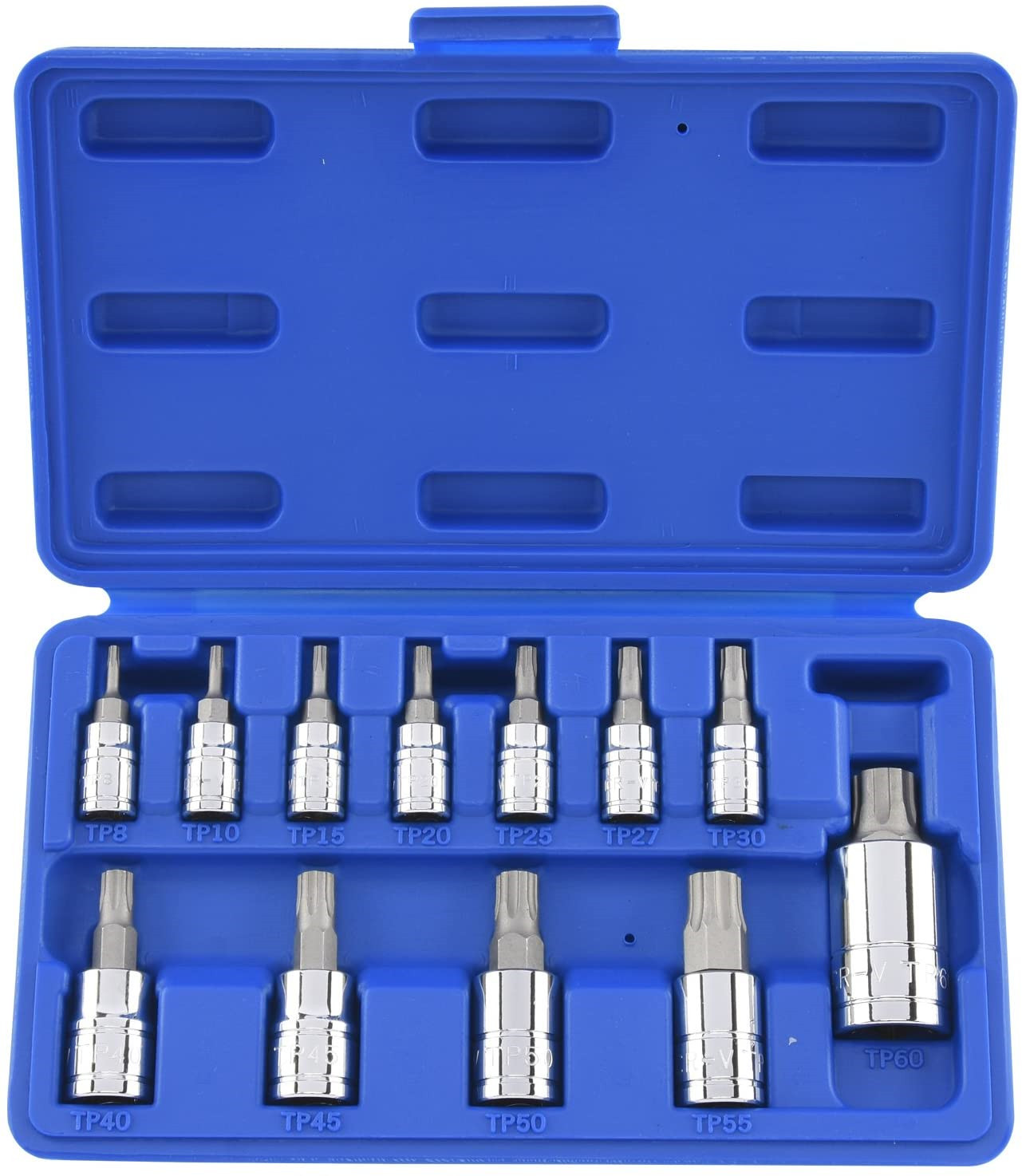 Neiko 10086A Tp8 – Tp60, Cr-V and S2 Steel Torx Plus Bit Socket, 6 Point Star 12