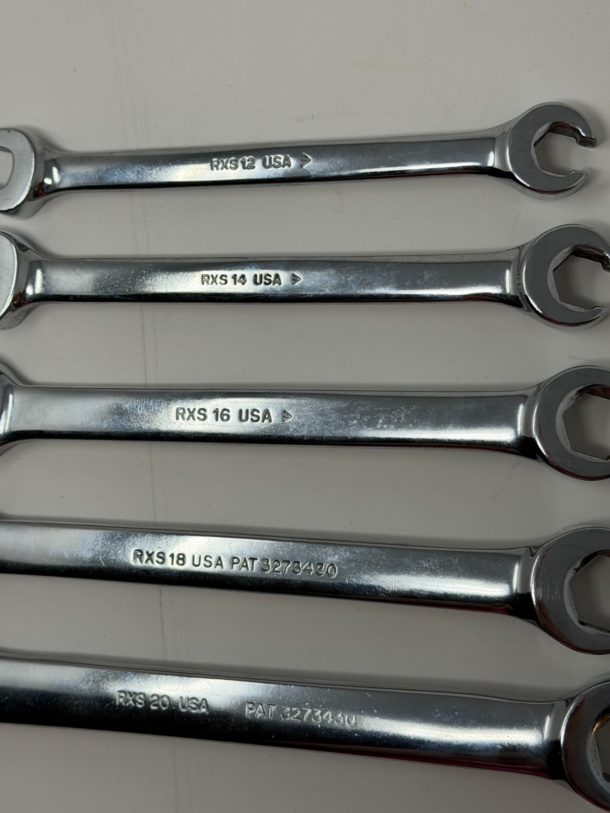 VTG Set of 5 Snap-On Flare Nut/Open End Wrenches RXS 3/8″ – 5/8″ SAE Made in USA