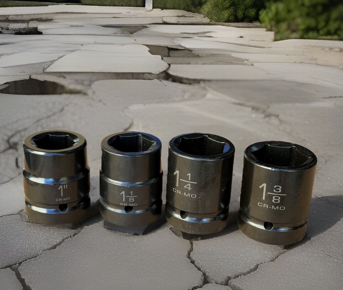 4 Pcs 1” Drive 6 Pts Shallow Impact Socket Set 1”, 1-1/8”, 1-1/4”, 1-3/8” CR-MO