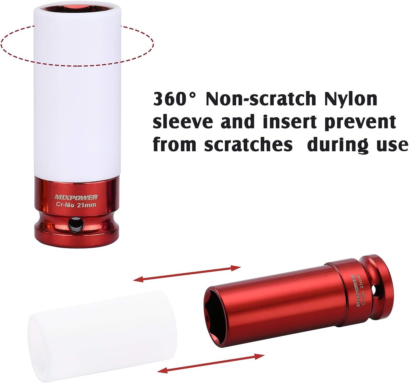 1/2″ Drive Thin Wall Deep Impact Socket Set – 17mm to 27mm, Non-Marring
