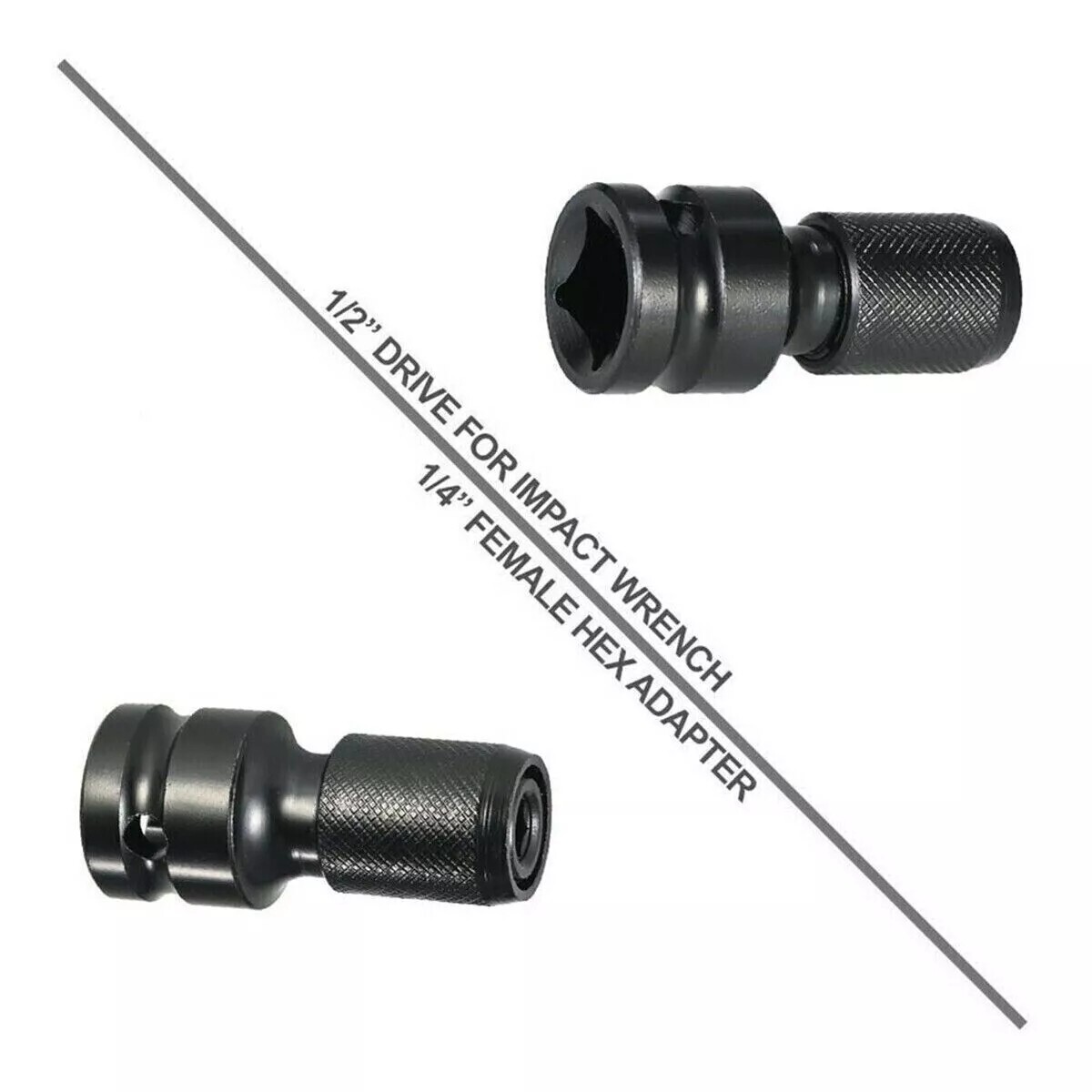 2Pcs 1/2″ Drive To 1/4″ Socket Adapter Hex Drill Chuck Change For Impact Wrench