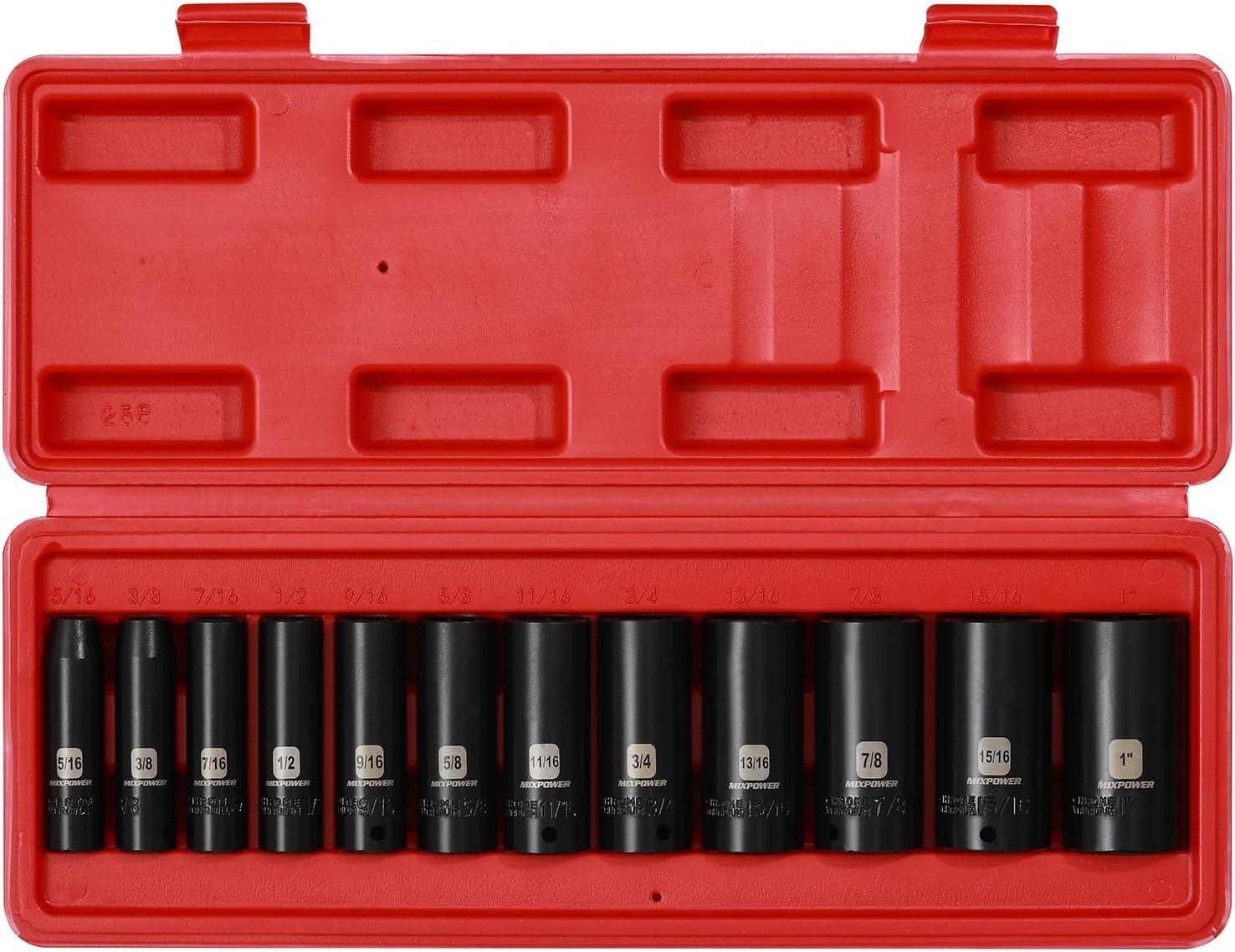 Professional 12-Piece Deep Impact Socket Set – Chrome Vanadium, 6-Point Design