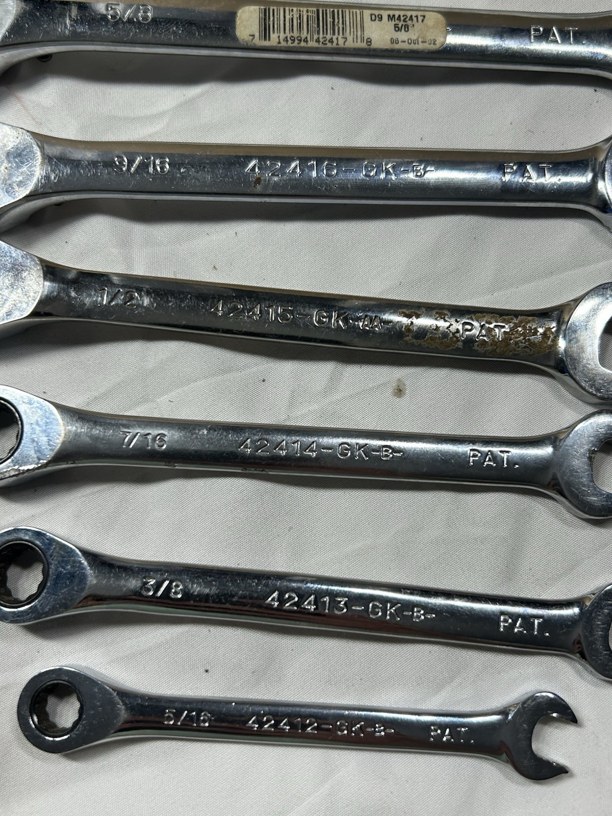 Sears Craftsman 8pc SAE Reversible Ratcheting Wrench Set 42406 GK USA 5/16 -3/4”
