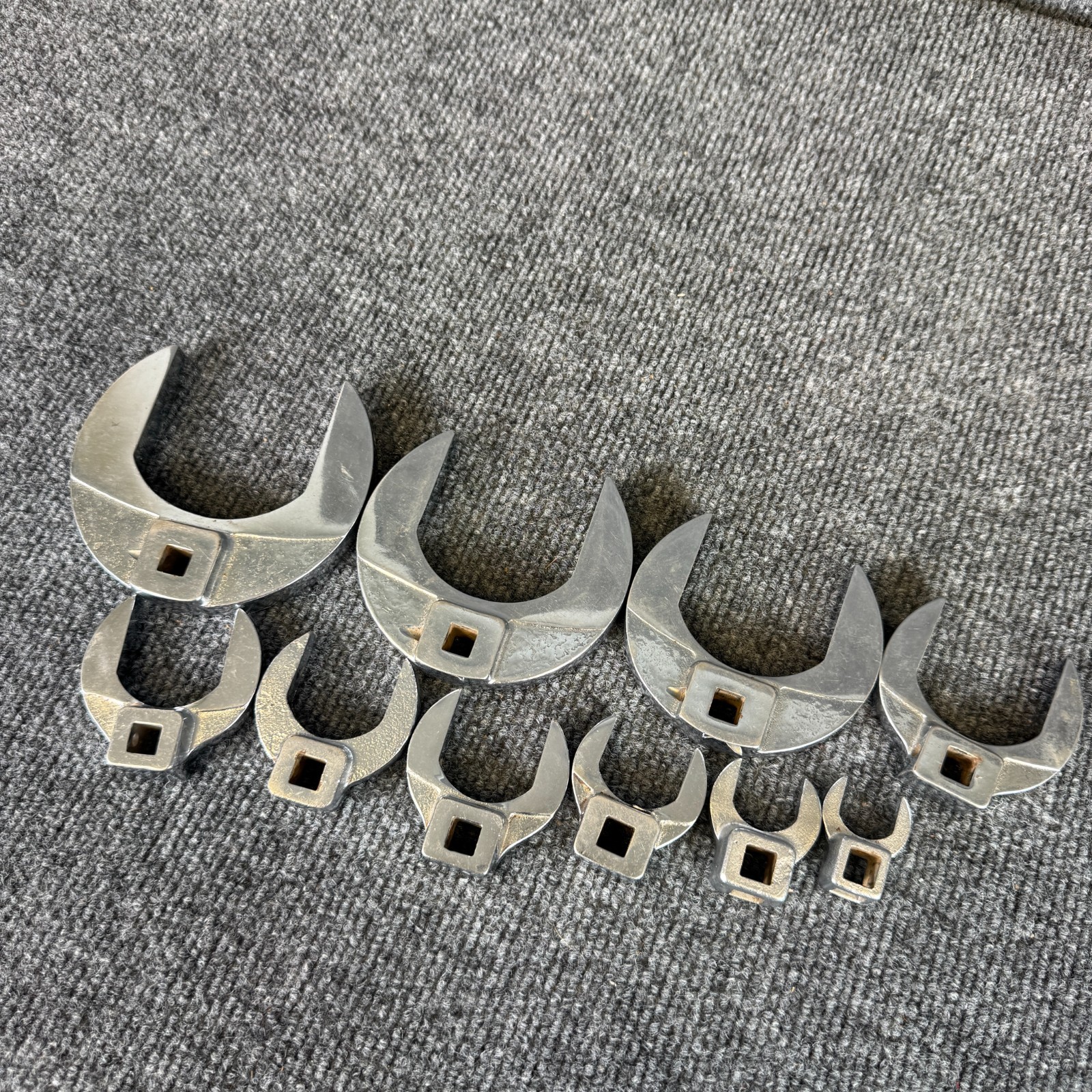 Snap-on CrowFoot 3/8″ Drive Open End Set of 10 USA Made 2″ 2 1/4″ 2 1/2″