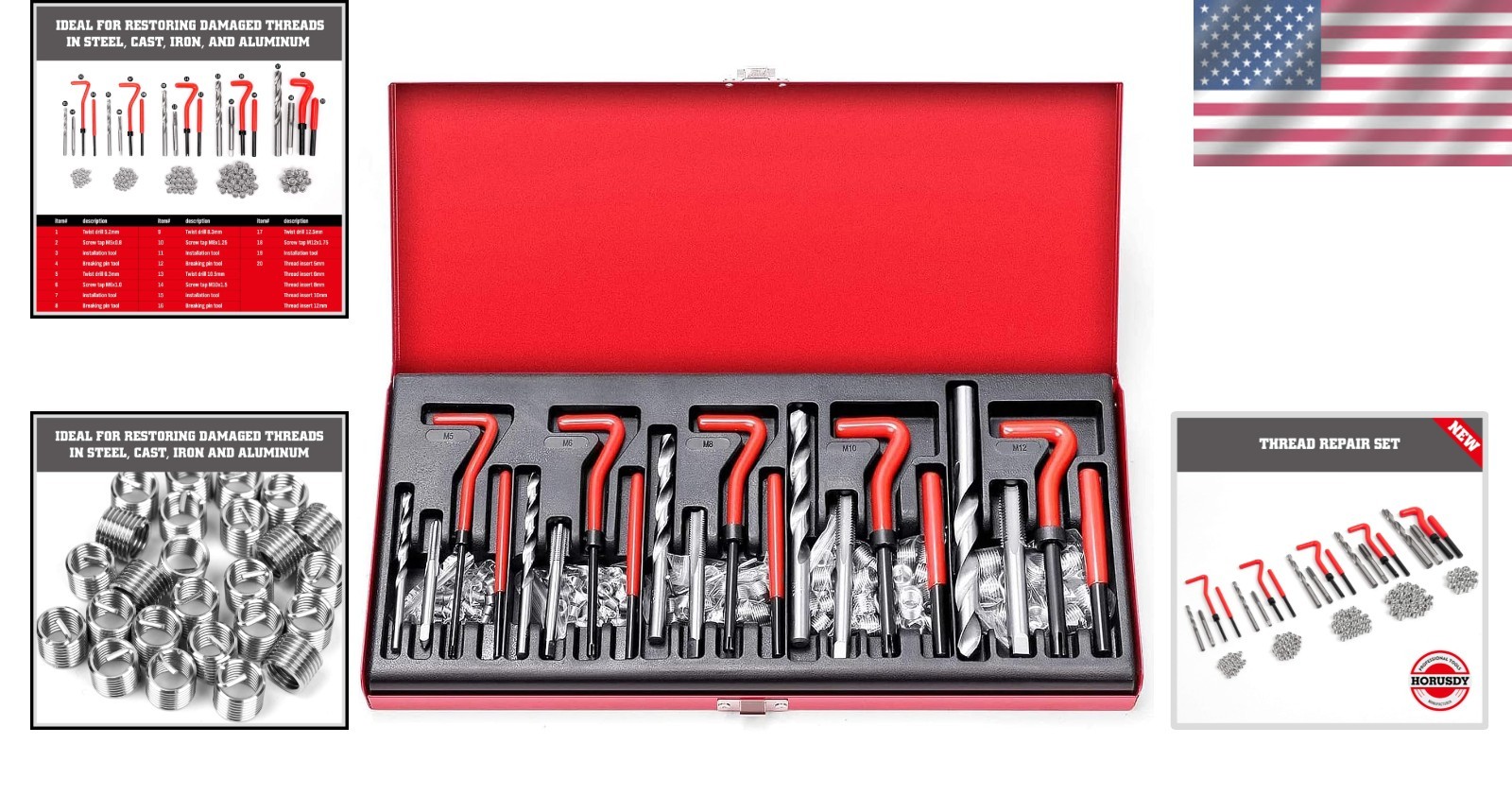 Metric Helicoil Thread Repair Kit 131-pc Set