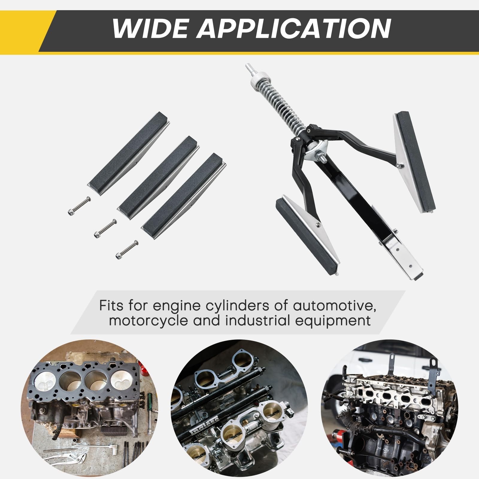 Adjustable Engine Cylinder Hone Tool | 2″ to 7″ Diameter, 3 Extra 4″ Stones, 220