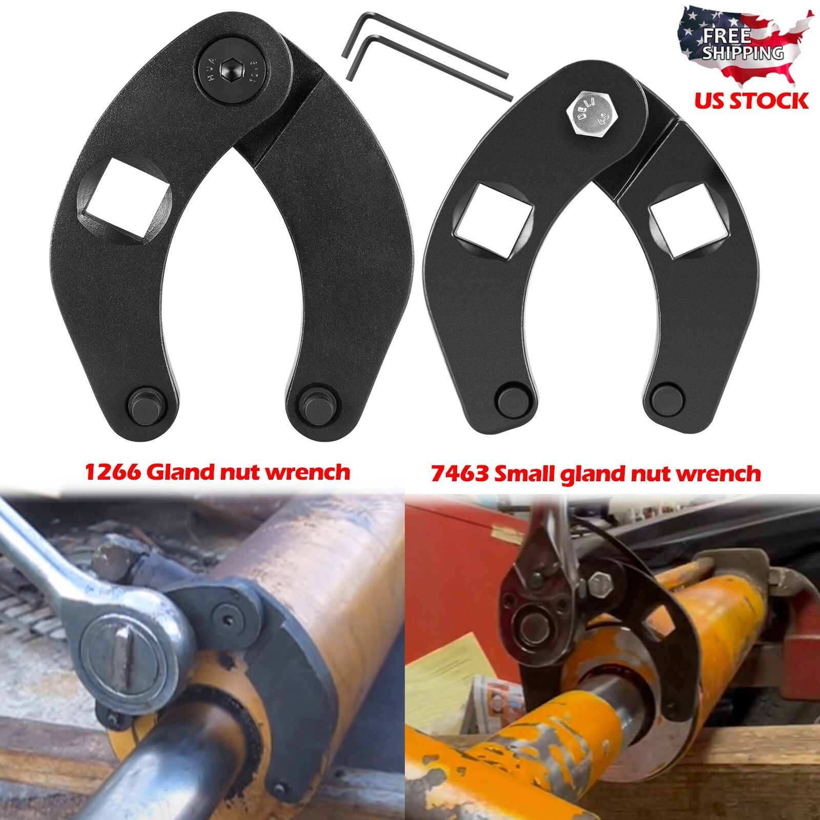 Adjustable Gland Nut Wrench 1266 +7463 Spanner Tool Set for Hydraulic Cylinder