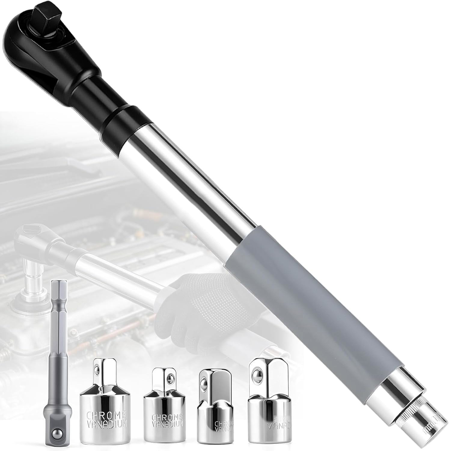 1/2″ Offset Extension Wrench Impact Ratchet Extender for Electric Drill 3/8″ 1/4