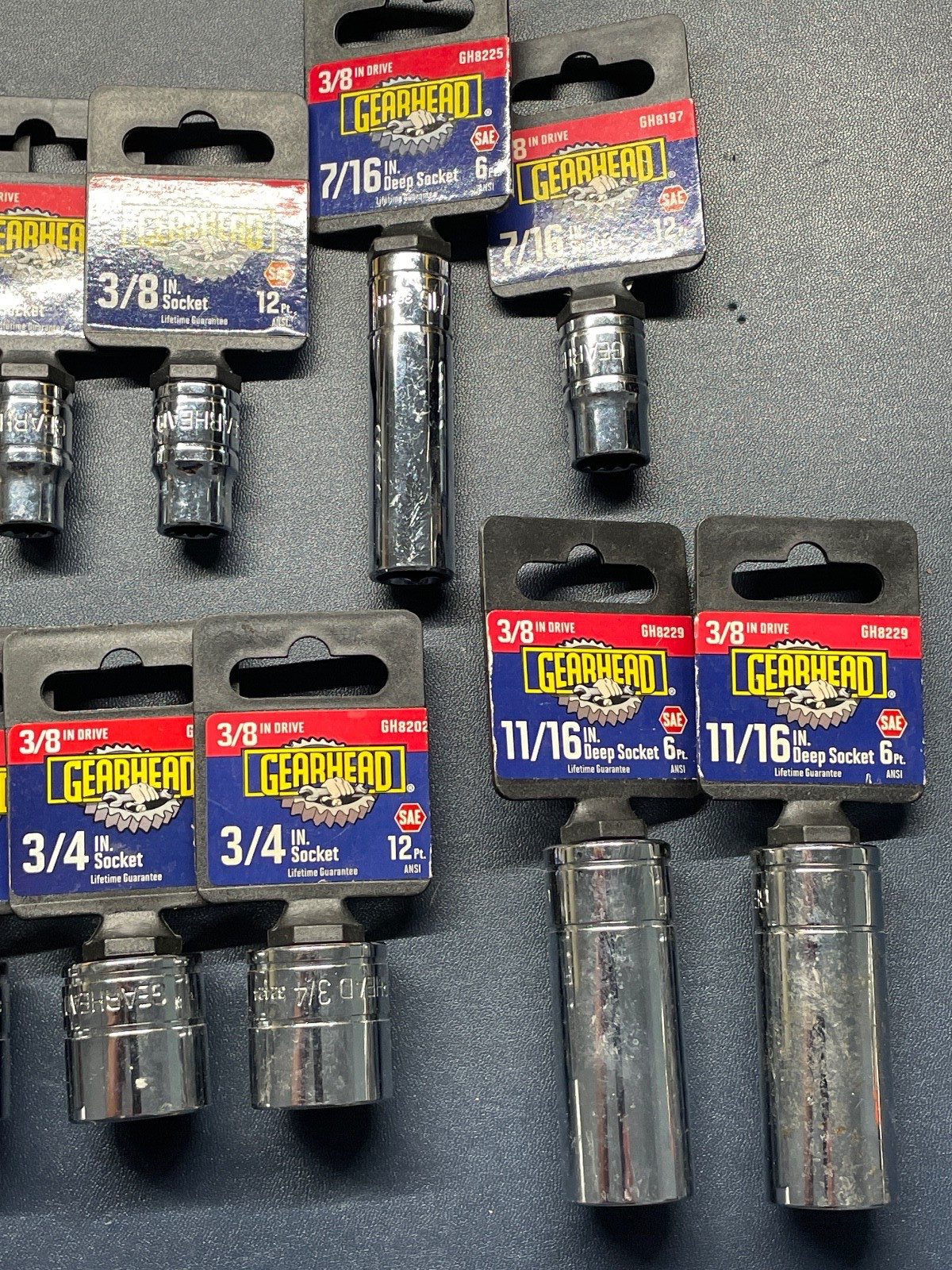 GEARHEAD LOT OF 18 NEW 3/8″ DR. SOCKETS 12 POINT – SEE DESCRIPTION FOR SIZES