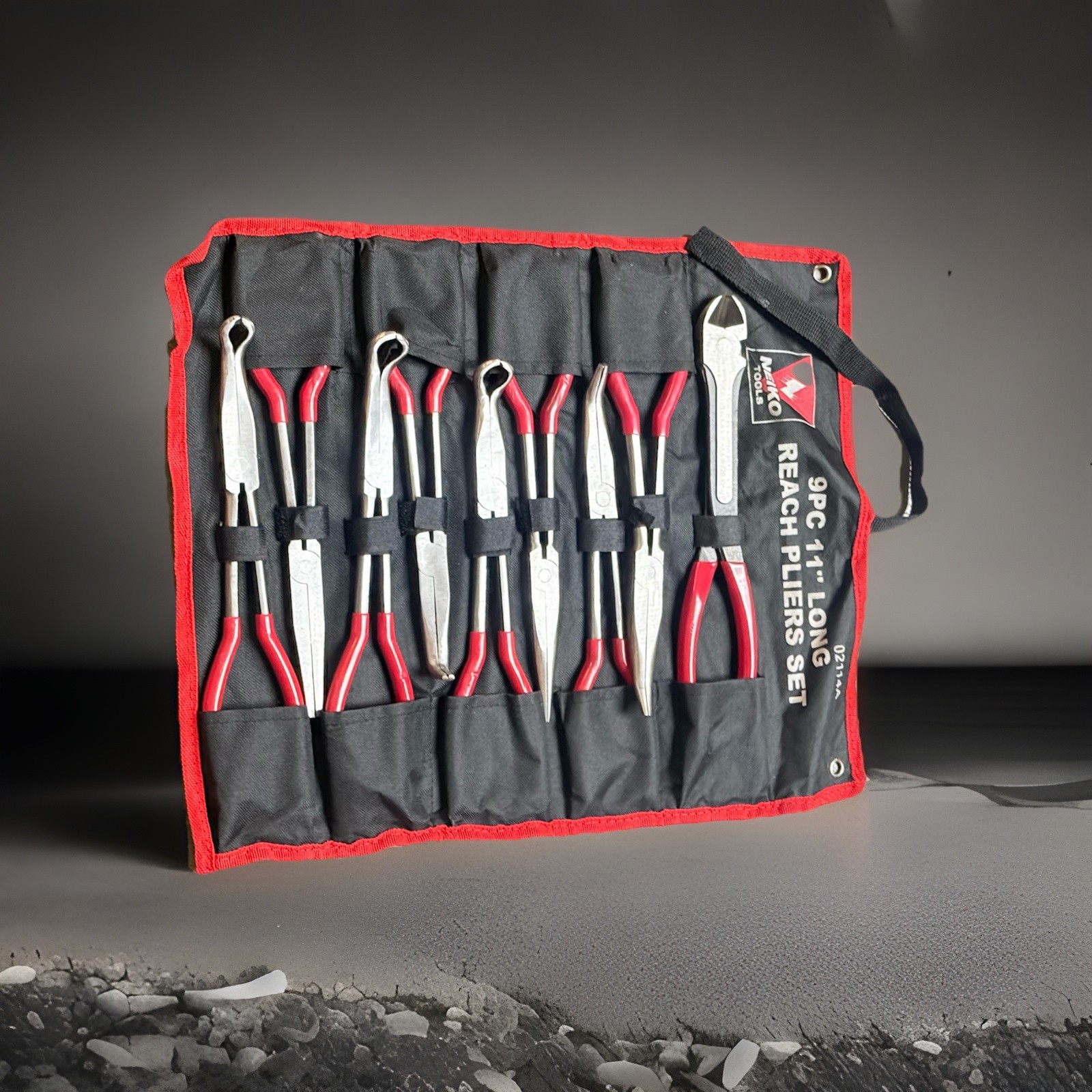 9pcs 11″ Long Nose Plier Set Long Reach Circle Bent Needle Nose Diagonal Cutter