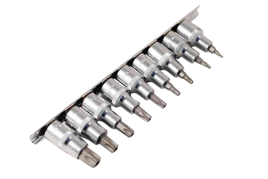Selta Taiwan S2 9pc 1/2” Dr Torx Star Tamperproof Socket Bits with Hole:TP20-60