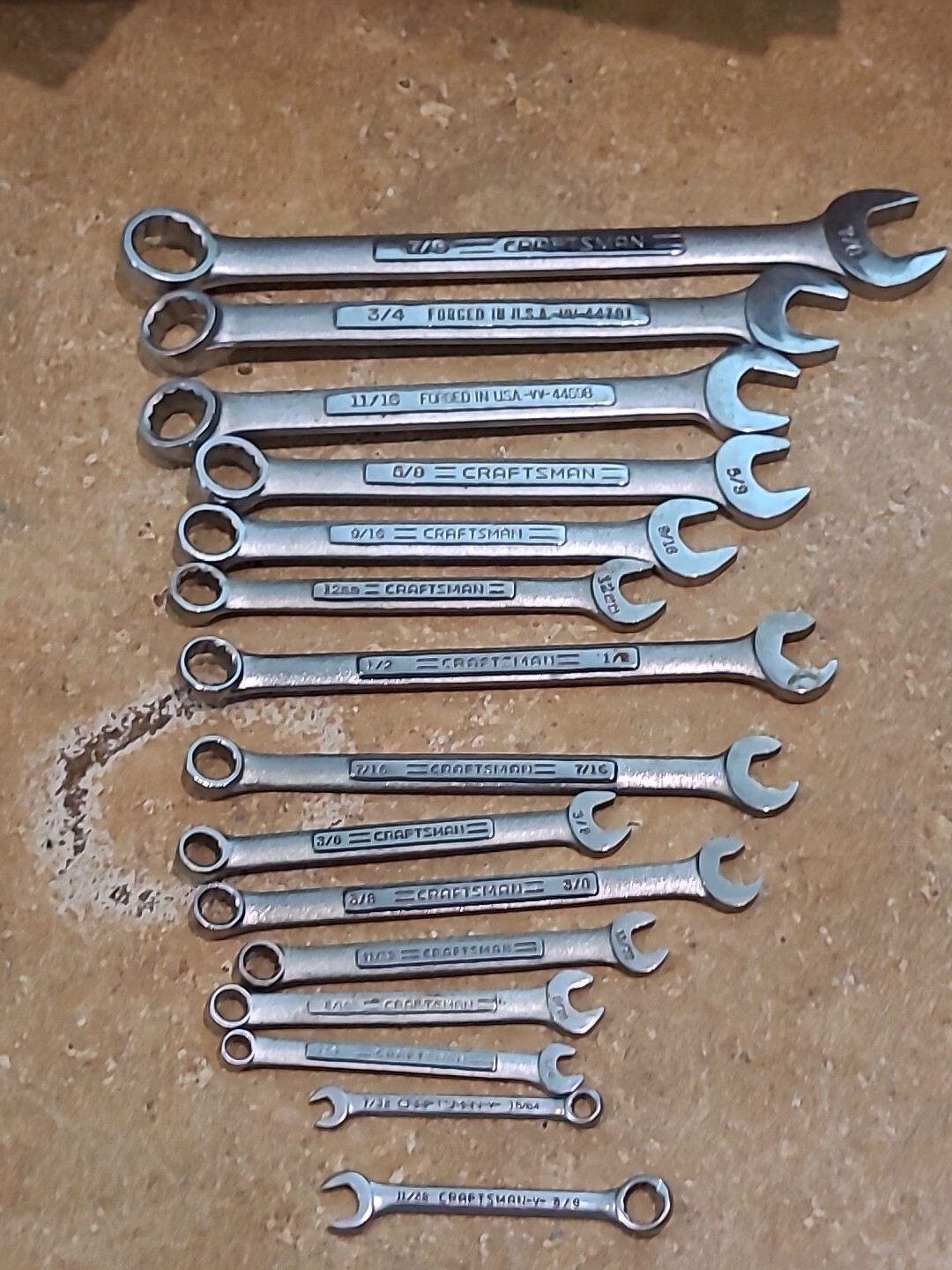 Craftsman Professional Hand Tools USA 15 Piece Wrench Set Sizes ( SEE PHOTOS)