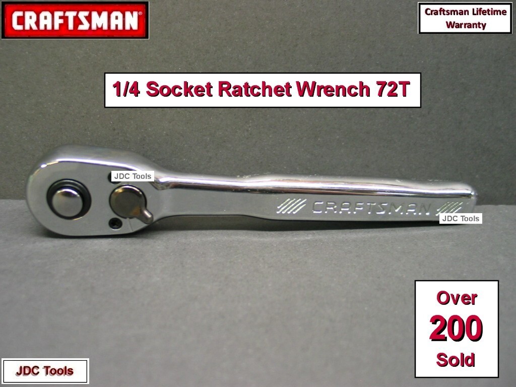 CRAFTSMAN TOOLS 1/4″ FULL POLISH 72 Tooth Quick Release Ratchet Socket Wrench