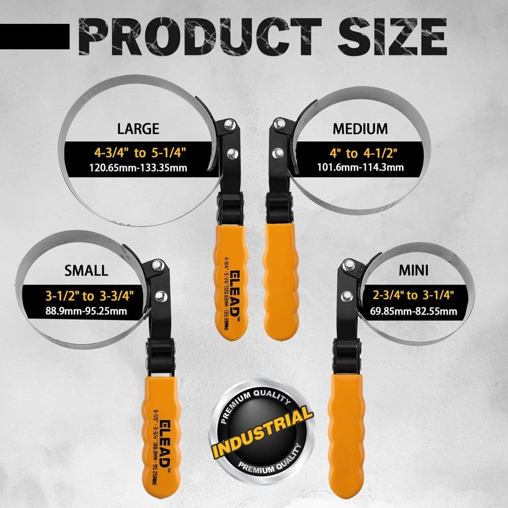 9-Piece Oil Filter Wrench Set, Sturdy Stainless Steel Band,Universal Adjustable
