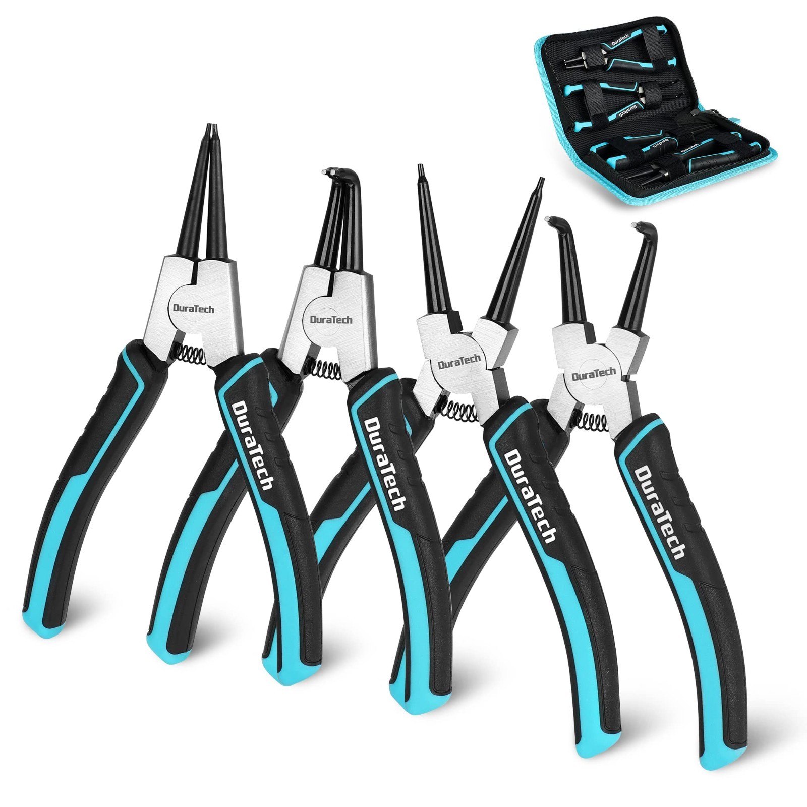 4 PCS Snap Ring Pliers Set – 7″ Heavy Duty Internal & External Circlip Kit, CRV