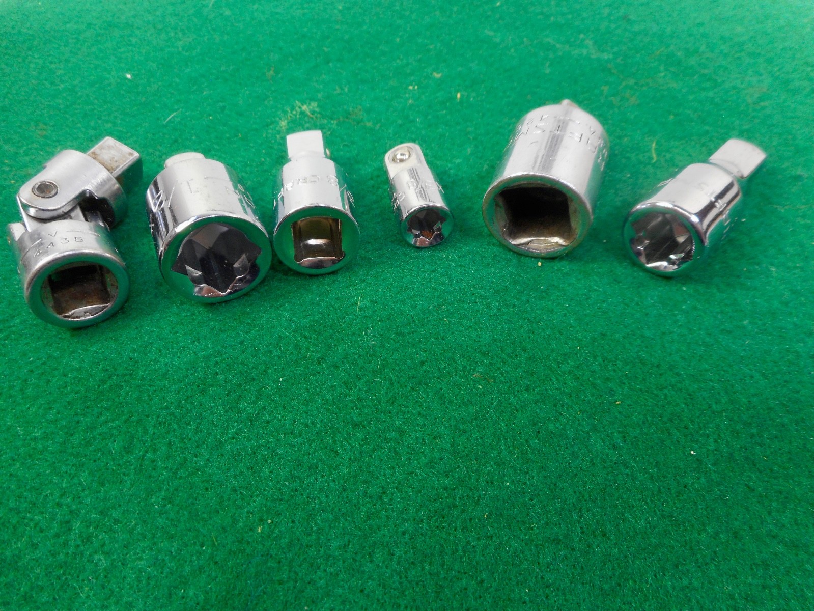 Craftsman Lot Swivel Socket, Adapters, 1/2, 3/8, 1/4 Lot As Pictured