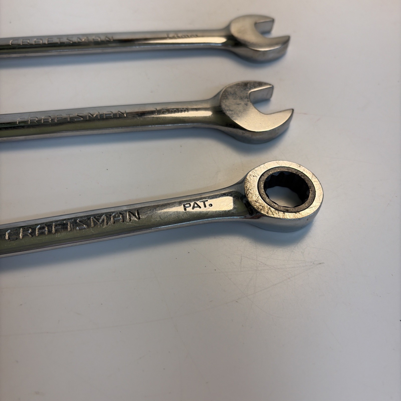 Craftsman Metric Ratcheting Combo Wrench Set 14mm 15mm USA Lot of 3