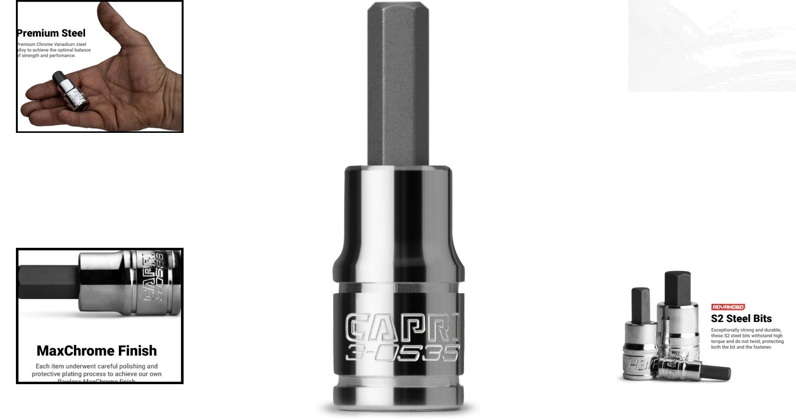 High Torque 1/4 Inch Drive Hex Bit Socket, 5 mm, S2 Steel Construction