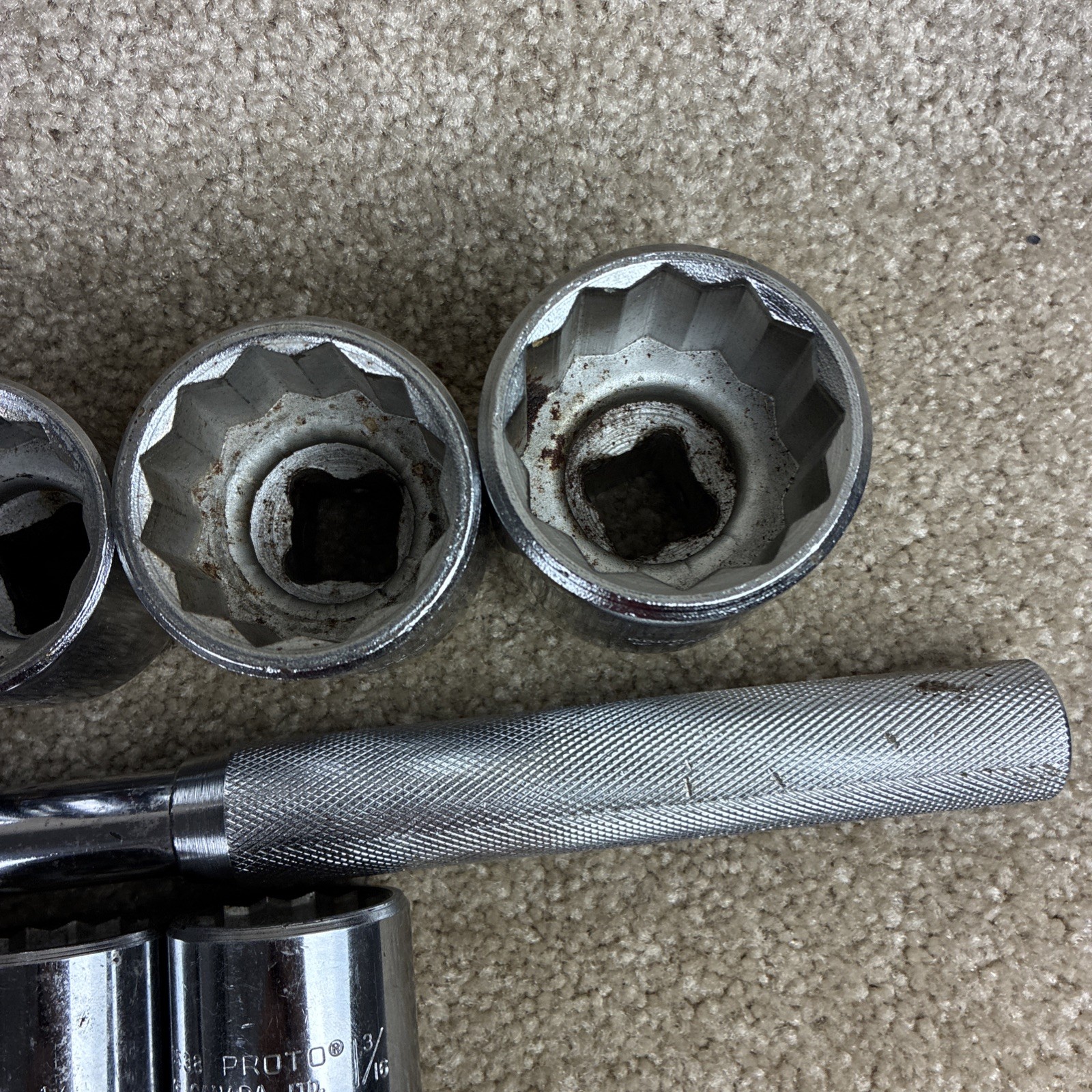 PROTO 3/4 Drive Flex Head Breaker Bar ,11 Sockets ,Craftsman Extension SAE
