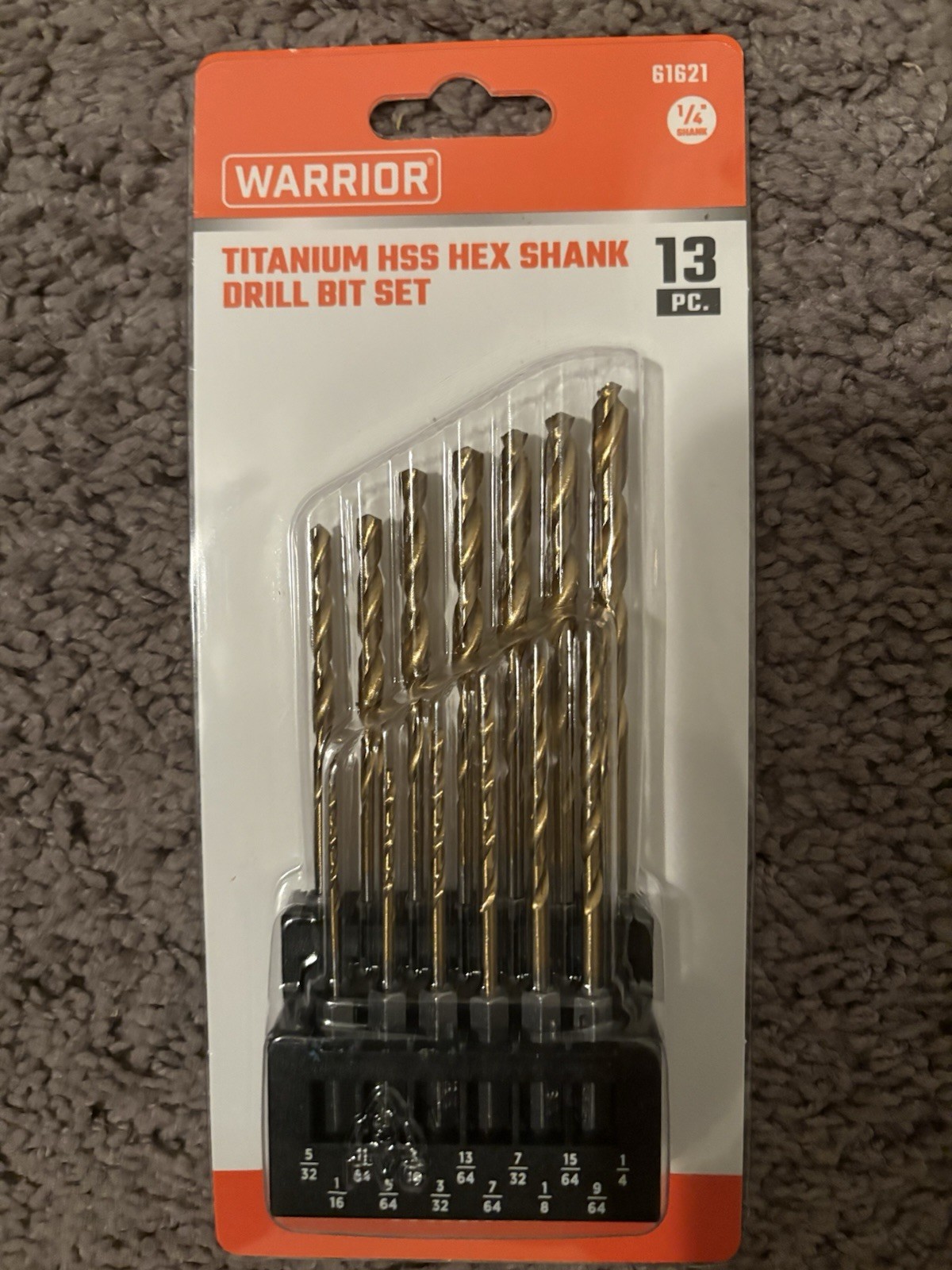 WARRIOR Titanium Hex Shank Drill Bit Set 13-Piece 1/4″ Shank #61621