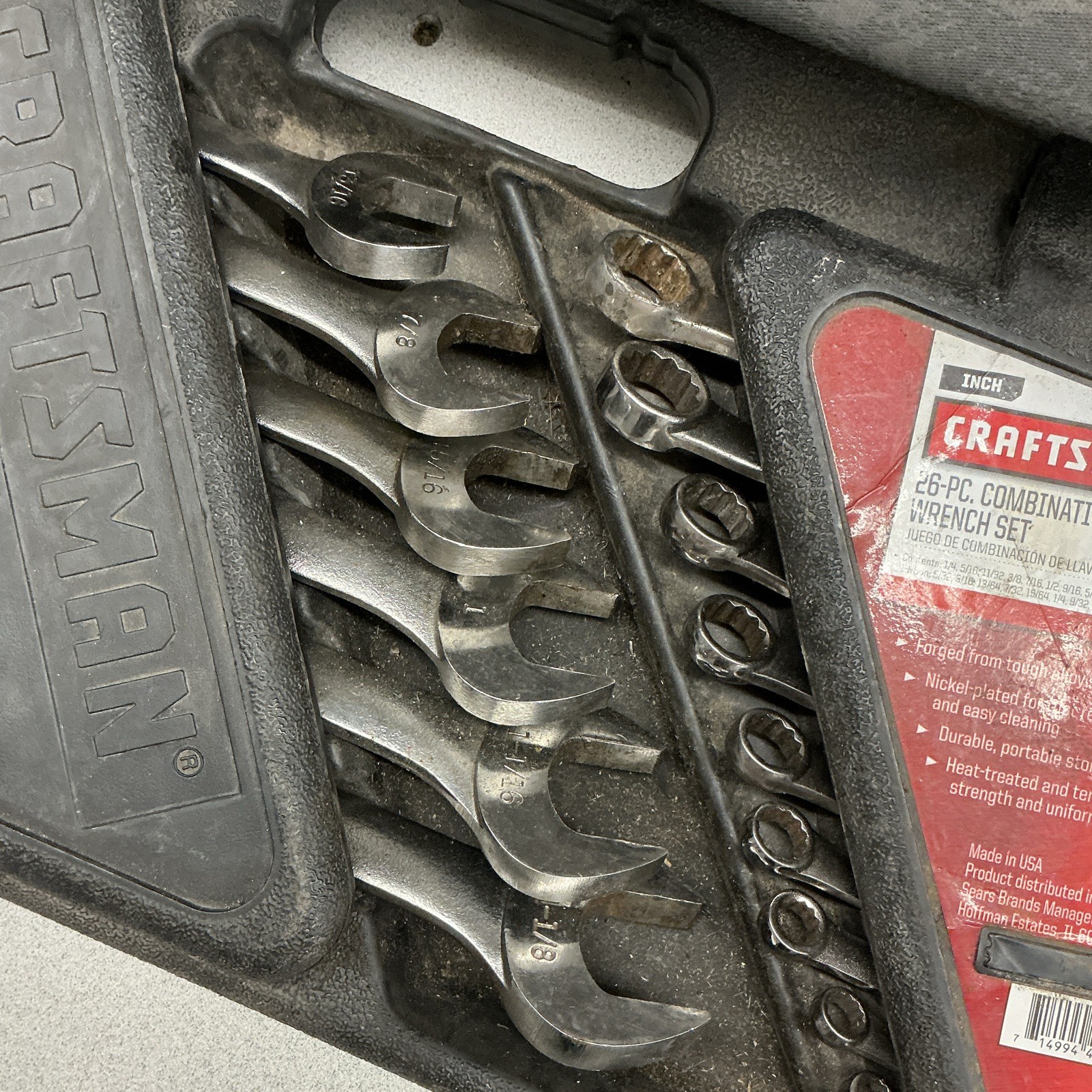 CRAFTSMAN 46935 26 PC 12 Pt. SAE Combination Wrench Set Complete w/Midget Set