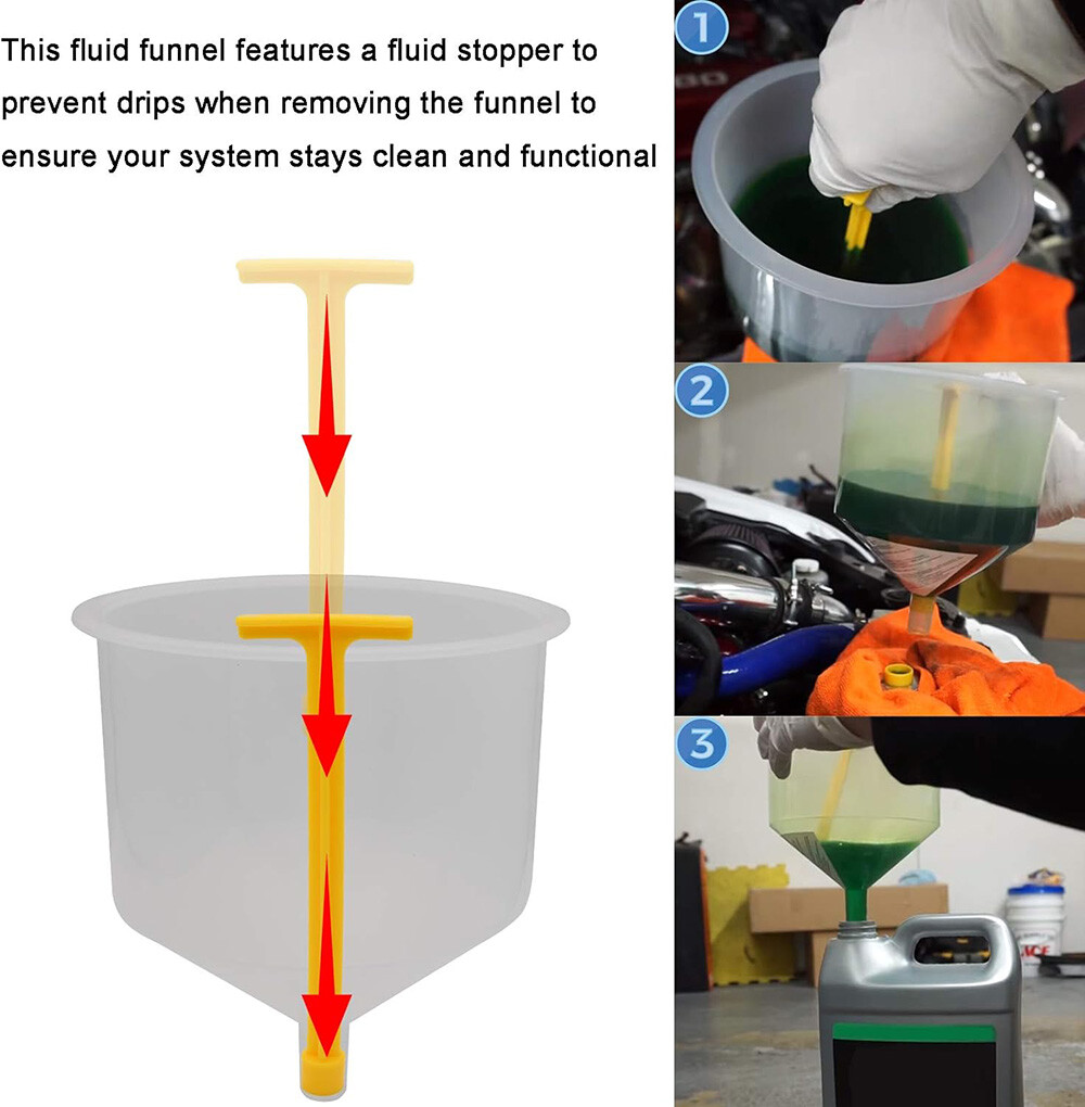 No-Spill Coolant Funnel Kit Spill Proof Funnel Bleeder with Adapters Universal