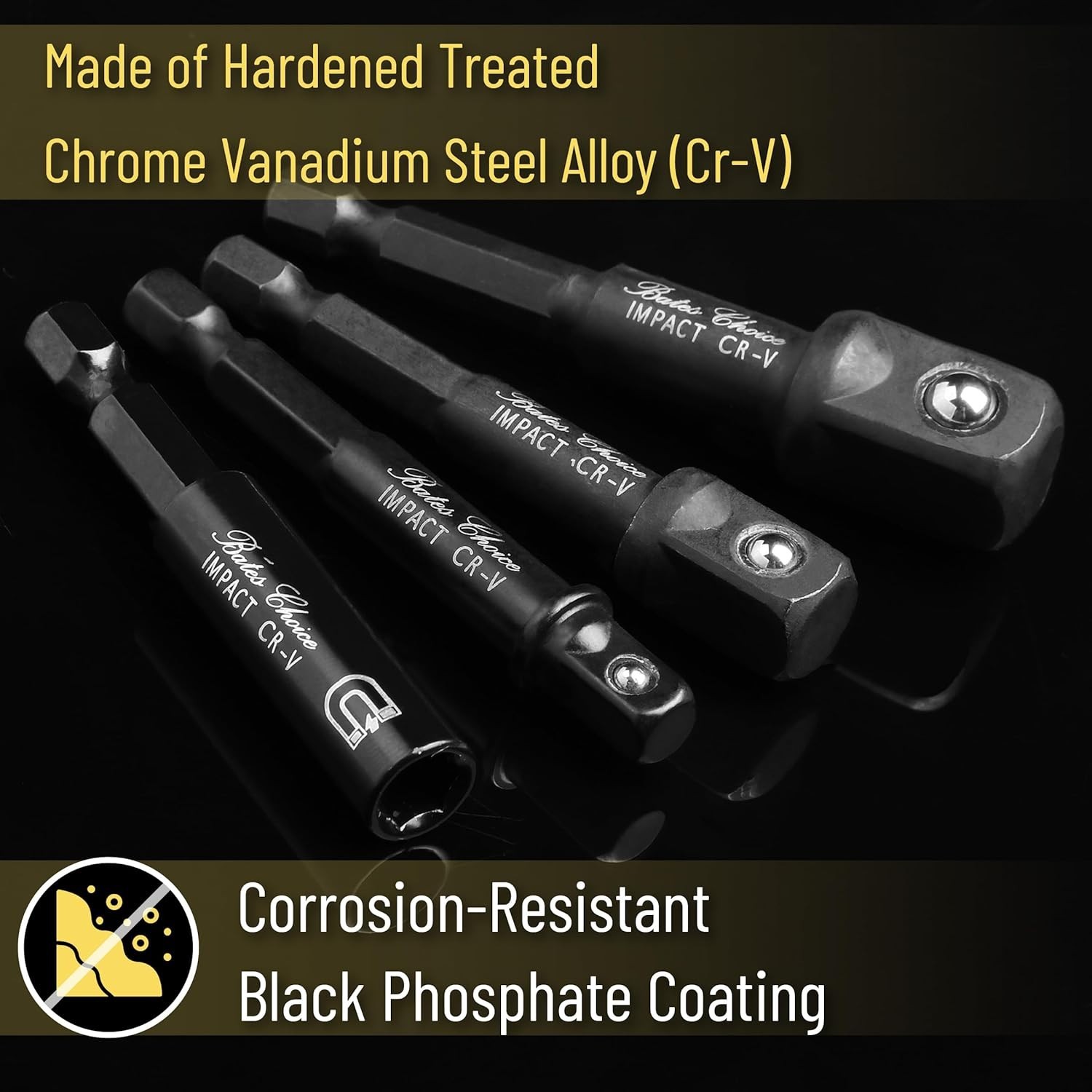 4-Piece Hex Shank Impact Socket Set for Drill and Impact Driver Applications