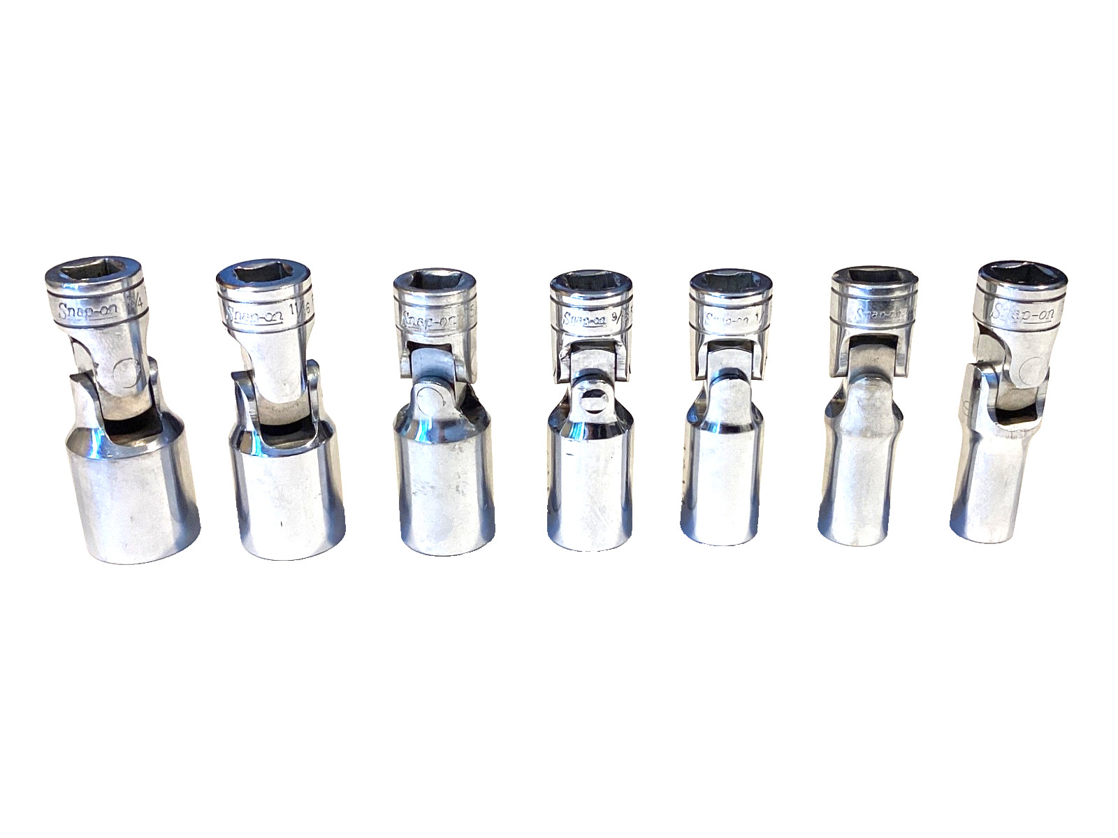 Snap On USA 207FSU 7 Piece 3/8″ Drive 6 Point SAE DEEP Swivel Socket Set NICE