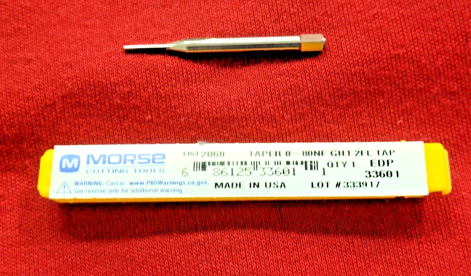 0-80 0/80 Taper Hand Tap HSS Morse MT3733601 GH2 RH 2 Flute USA