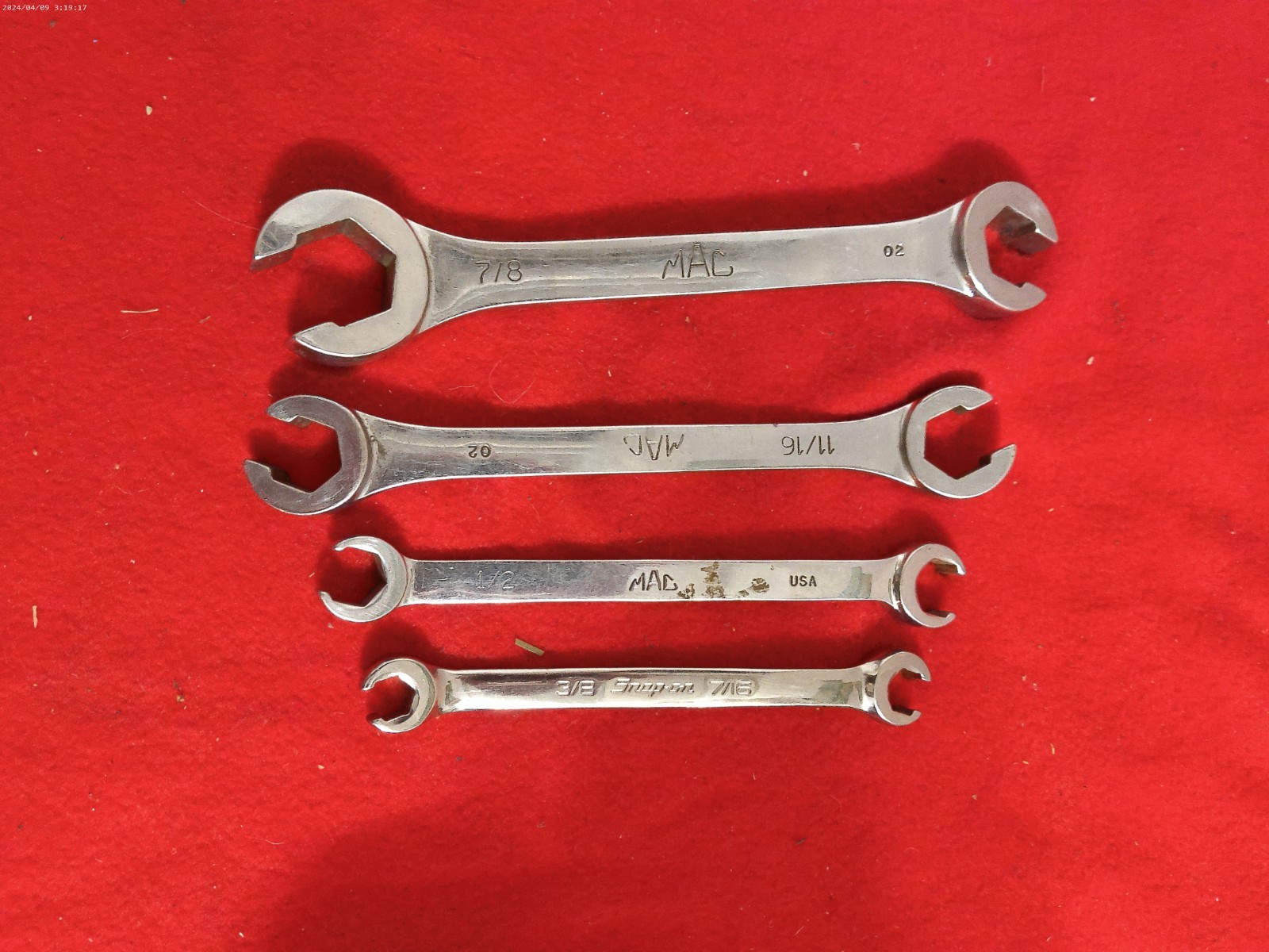 Mac Tools SAE Flare Nut Chrome Wrench Set 3/8” to 7/8” USA snap on rxfs1214b