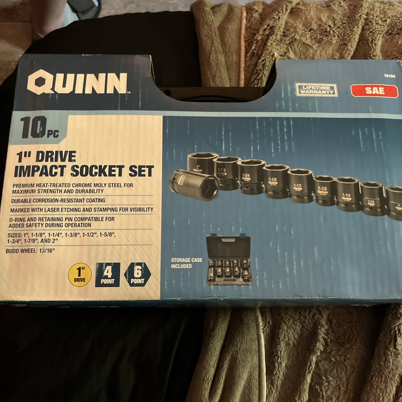 Quinn 10-piece 1-inch drive SAE impact socket set