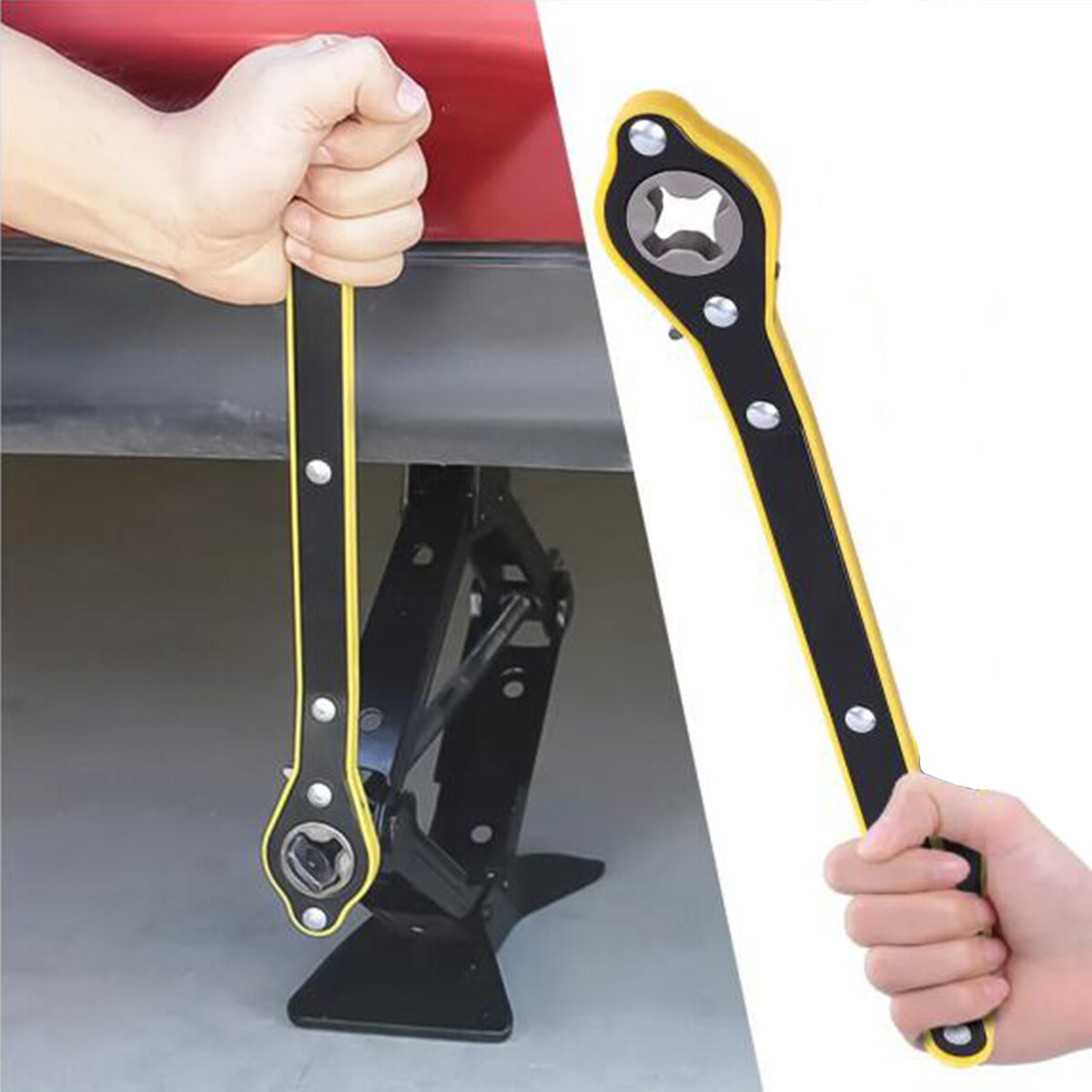 Car Scissor Jack Ratchet Wrench Garage Tire Wheel Lug Handle Tool Labor-saving