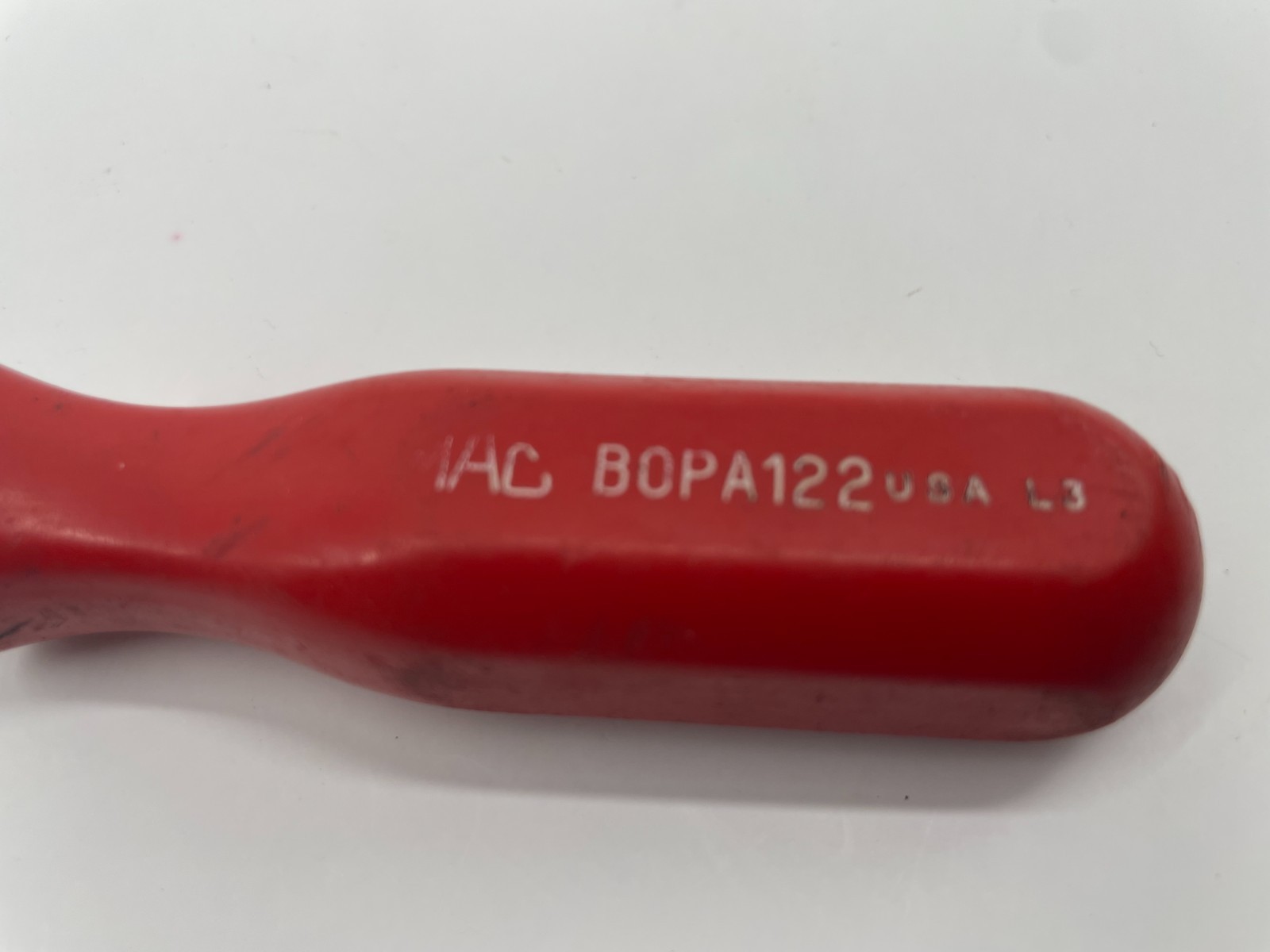 MAC Tools USA BOPA122 SAE 3/8” Single Box End Wrench, RED Hard Handle, 12 Point