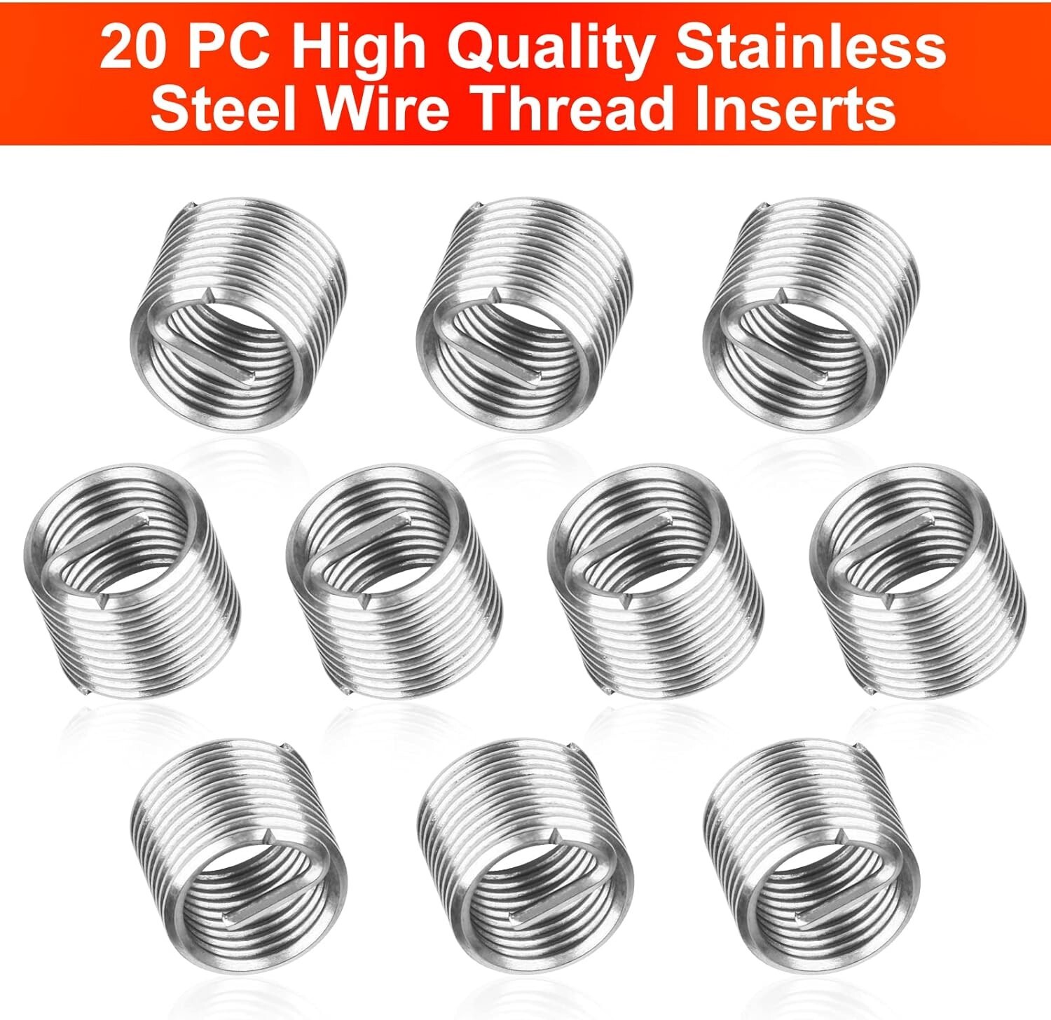 M6x1.0 Helicoil Thread Repair Kit, 25PC Stainless Steel Insert Set